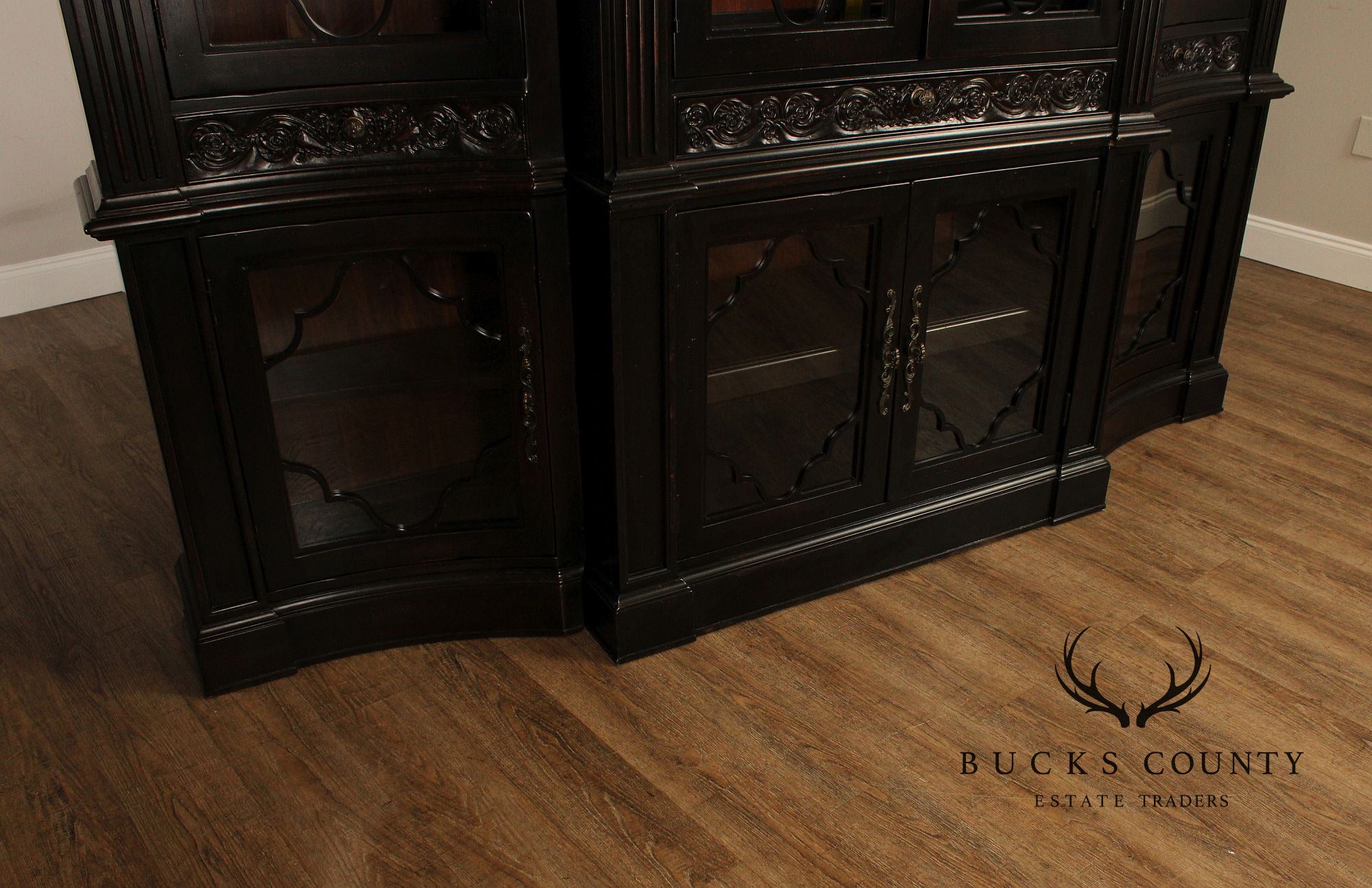 Tuscan Style Large Ebonized Display Cabinet