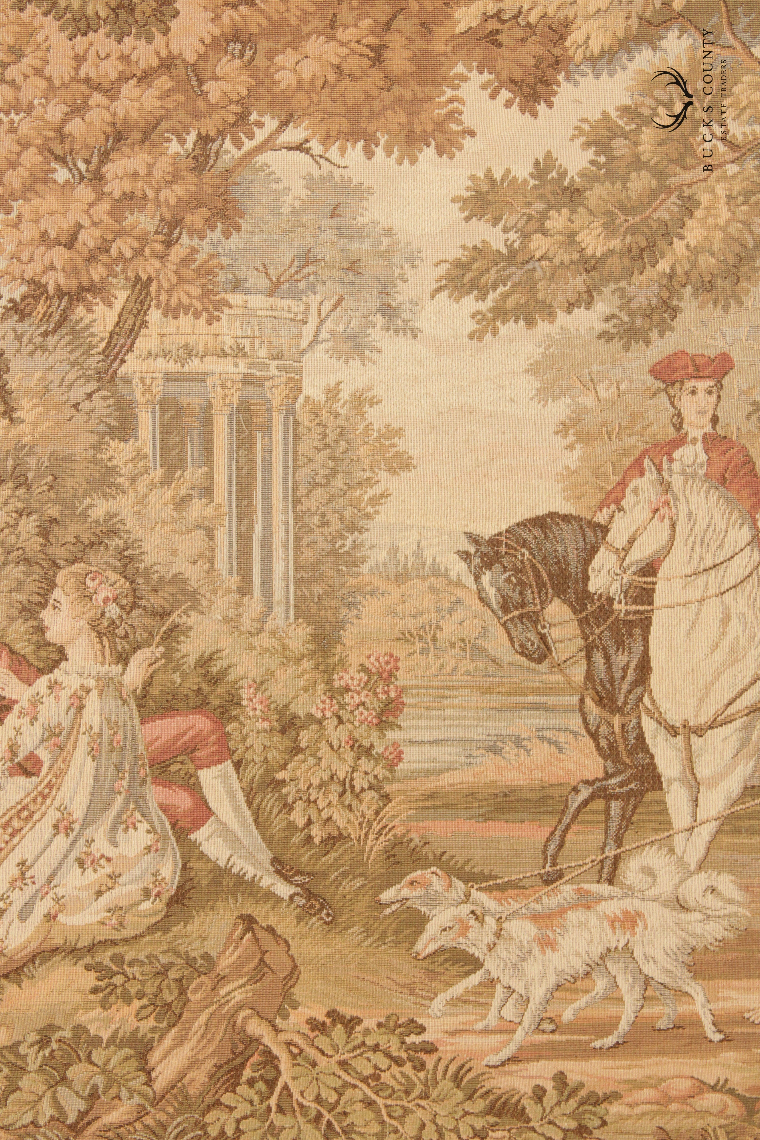 Vintage French Rococo Style Custom Framed Needlepoint Tapestry