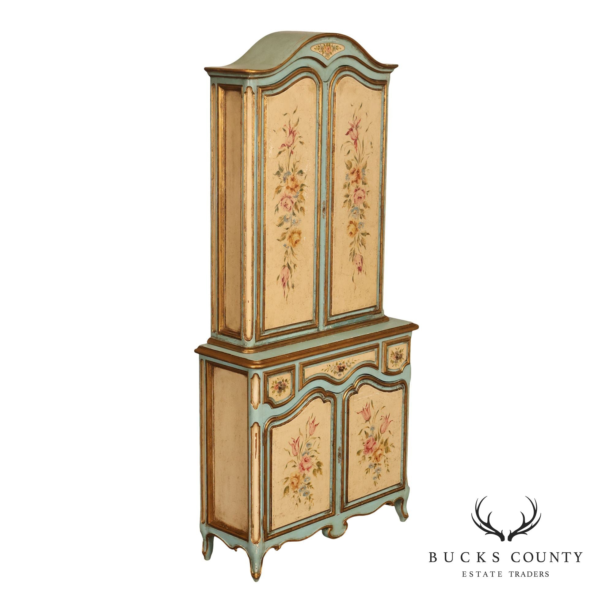 Venetian Style Hand Painted Florentine Cabinet On Stand