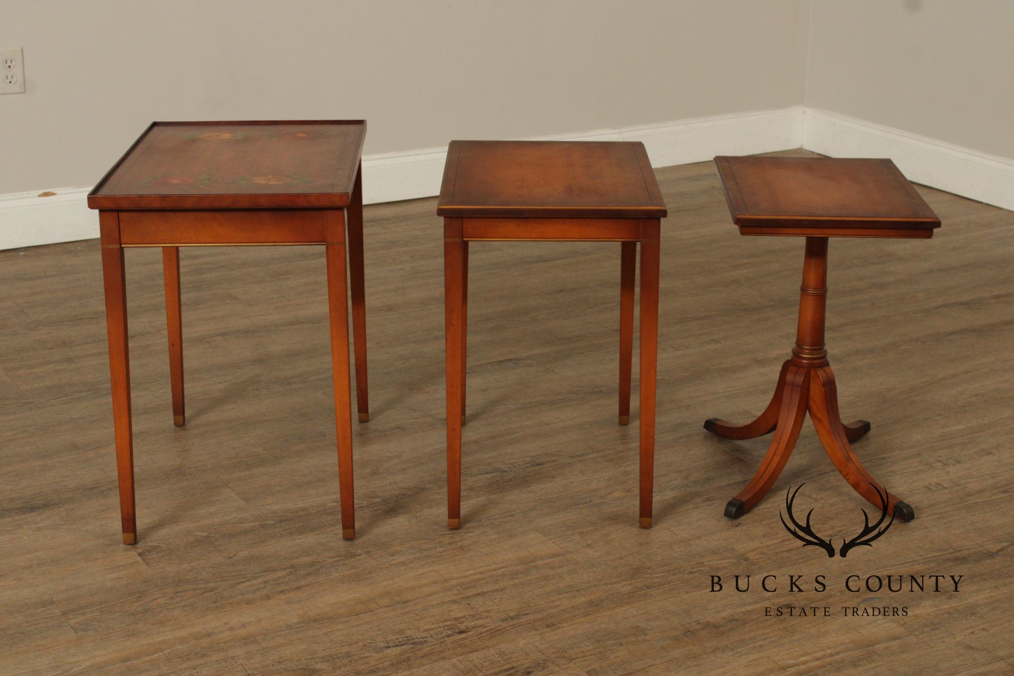 1930's Imperial Furniture Edwardian Set of Three Satinwood Nesting Tables