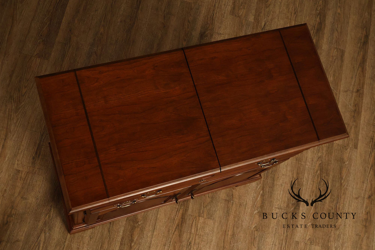 American Drew Chippendale Style Cherry Flip Top Server