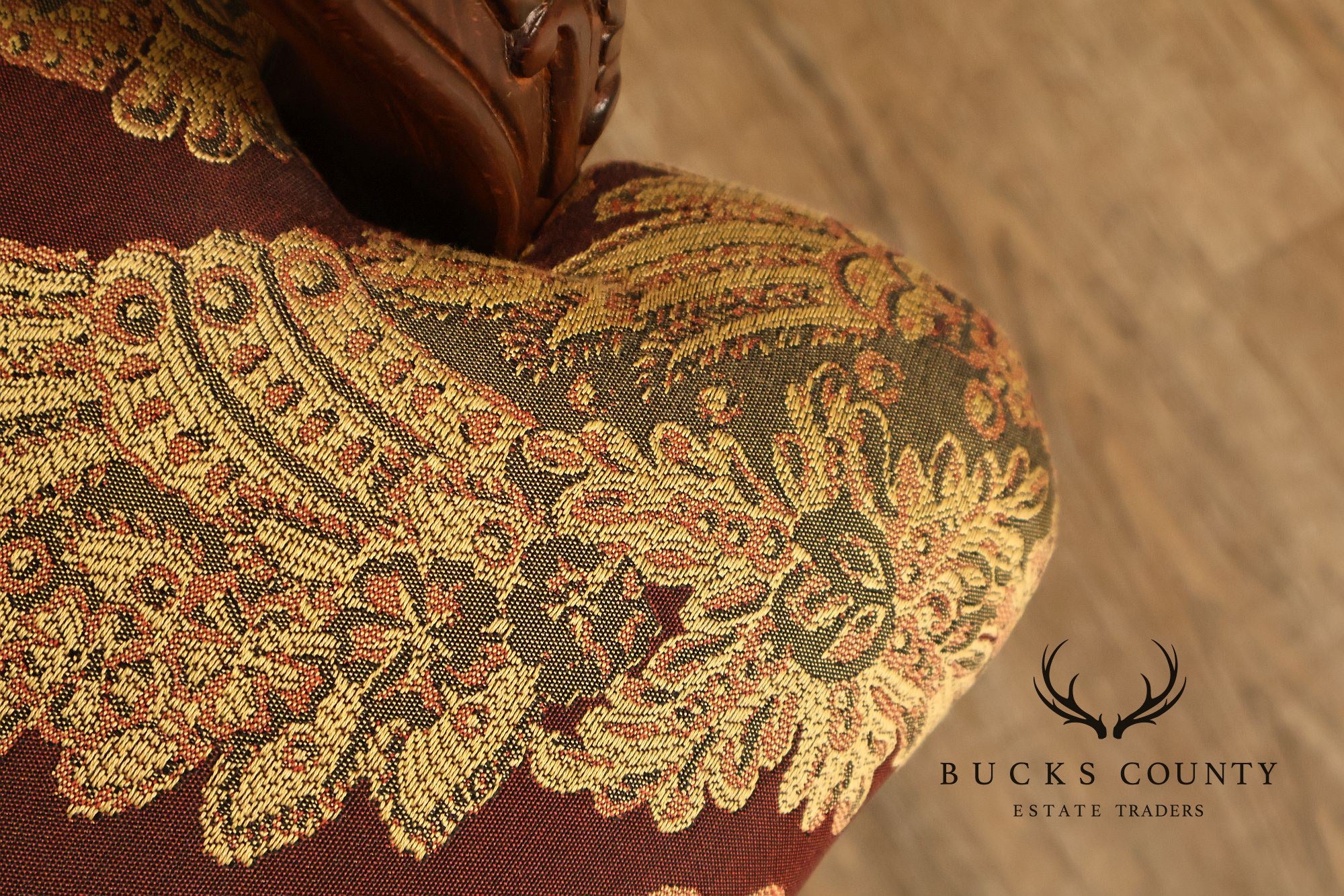 French Louis XV Style Carved Wood Upholstered Armchair