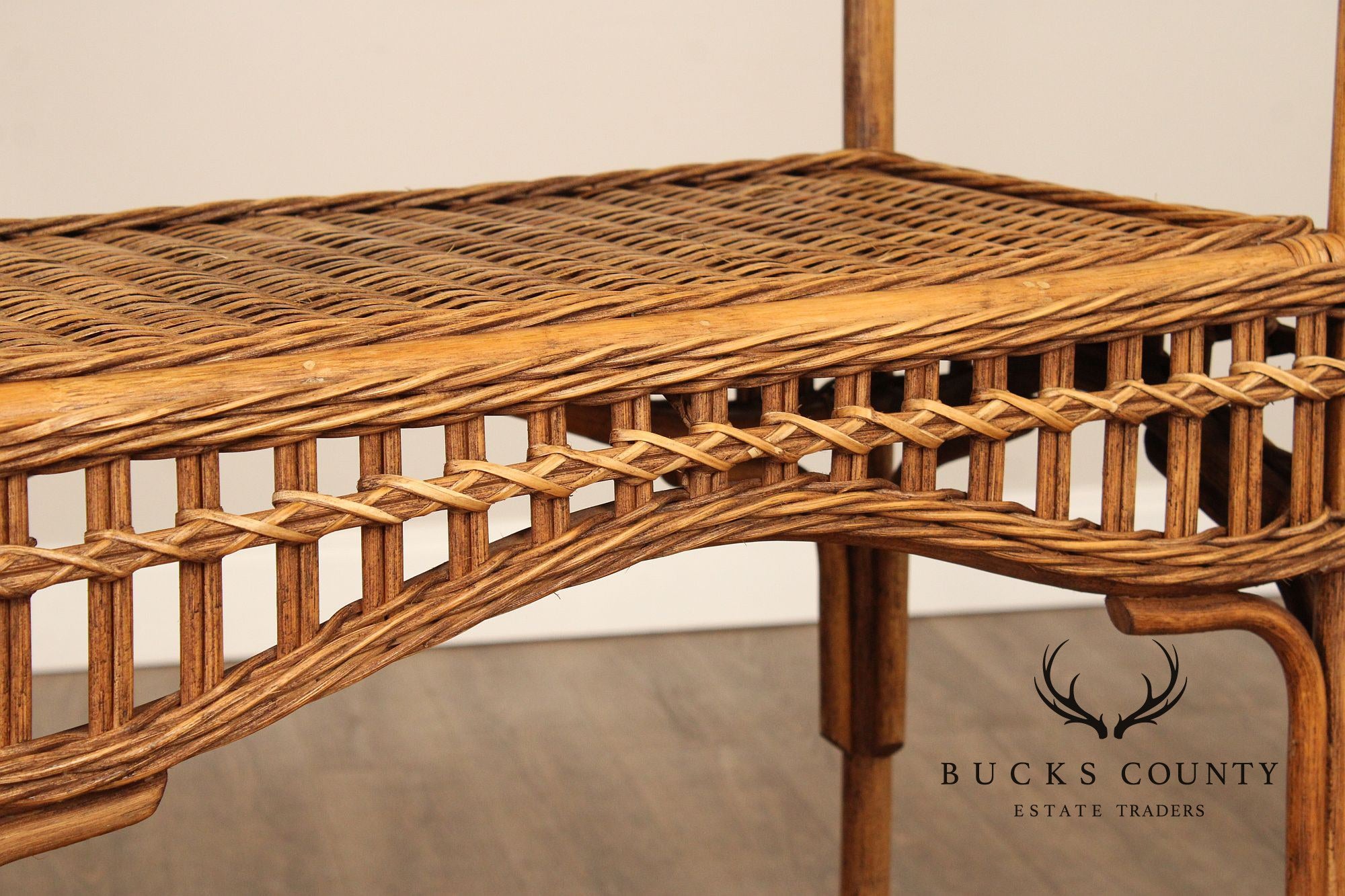 Vintage Bamboo and Wicker Etagere