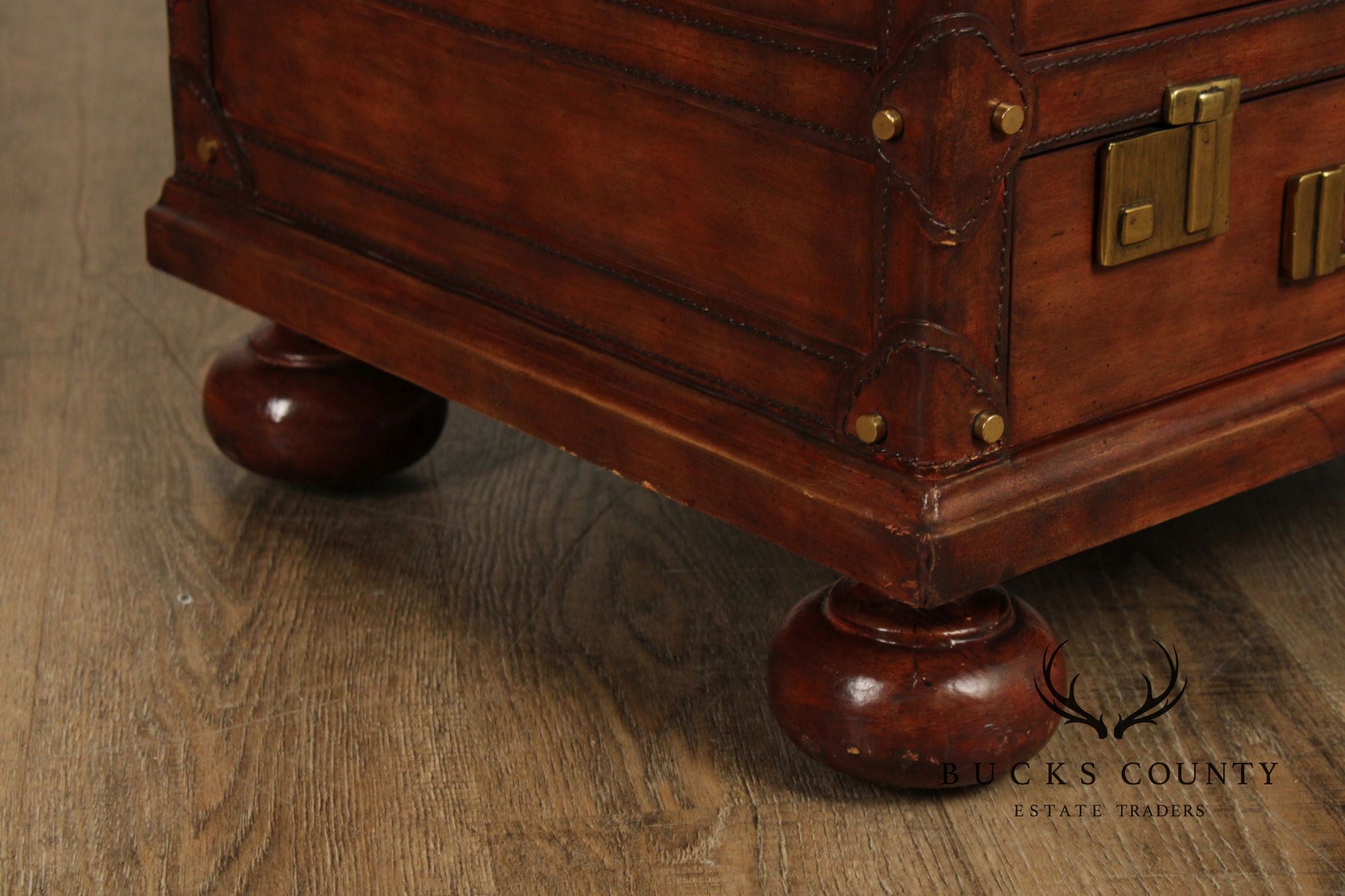 Maitland Smith Leather Stacking Luggage Chest Of Drawers