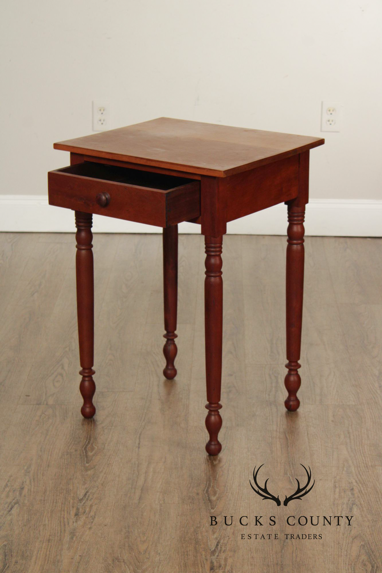 Antique American Poplar Empire One Drawer Work Table