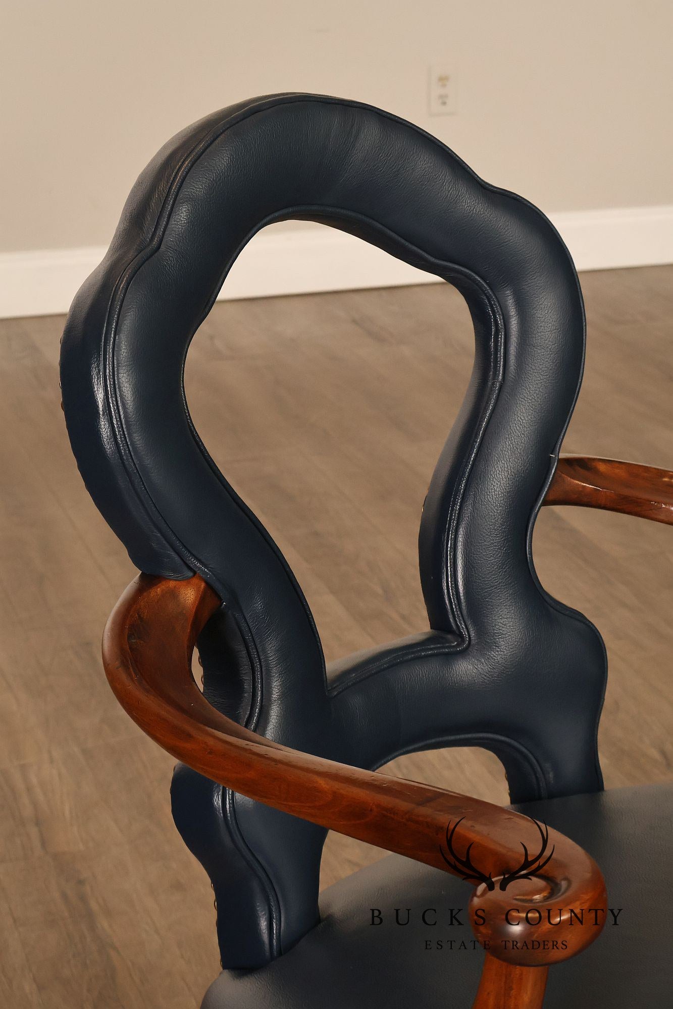 Century Furniture Regency Style Set Of Four Leather Upholstered Rolling Armchairs