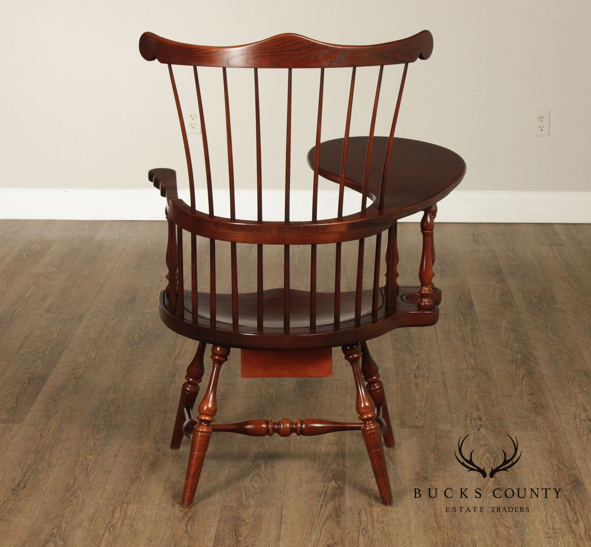 Vintage Duckloe Comb Back Windsor Style Writing Armchair With Storage Drawer