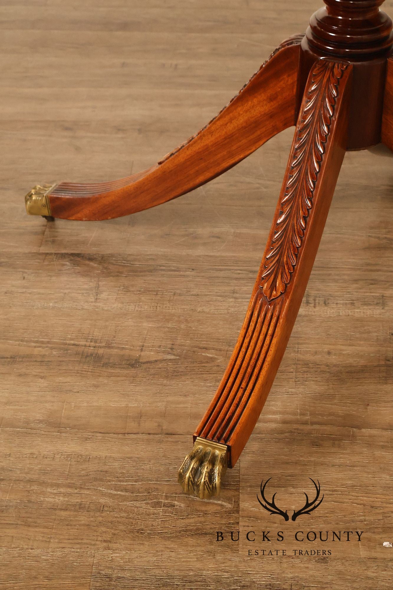 Duncan Phyfe Style Mahogany Round Breakfast Table With Brass Claw Feet