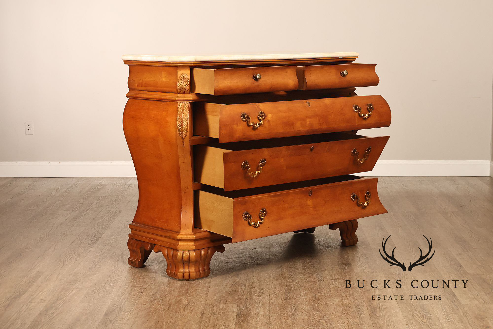 Century Furniture French Style Bombe Chest With Marble Top