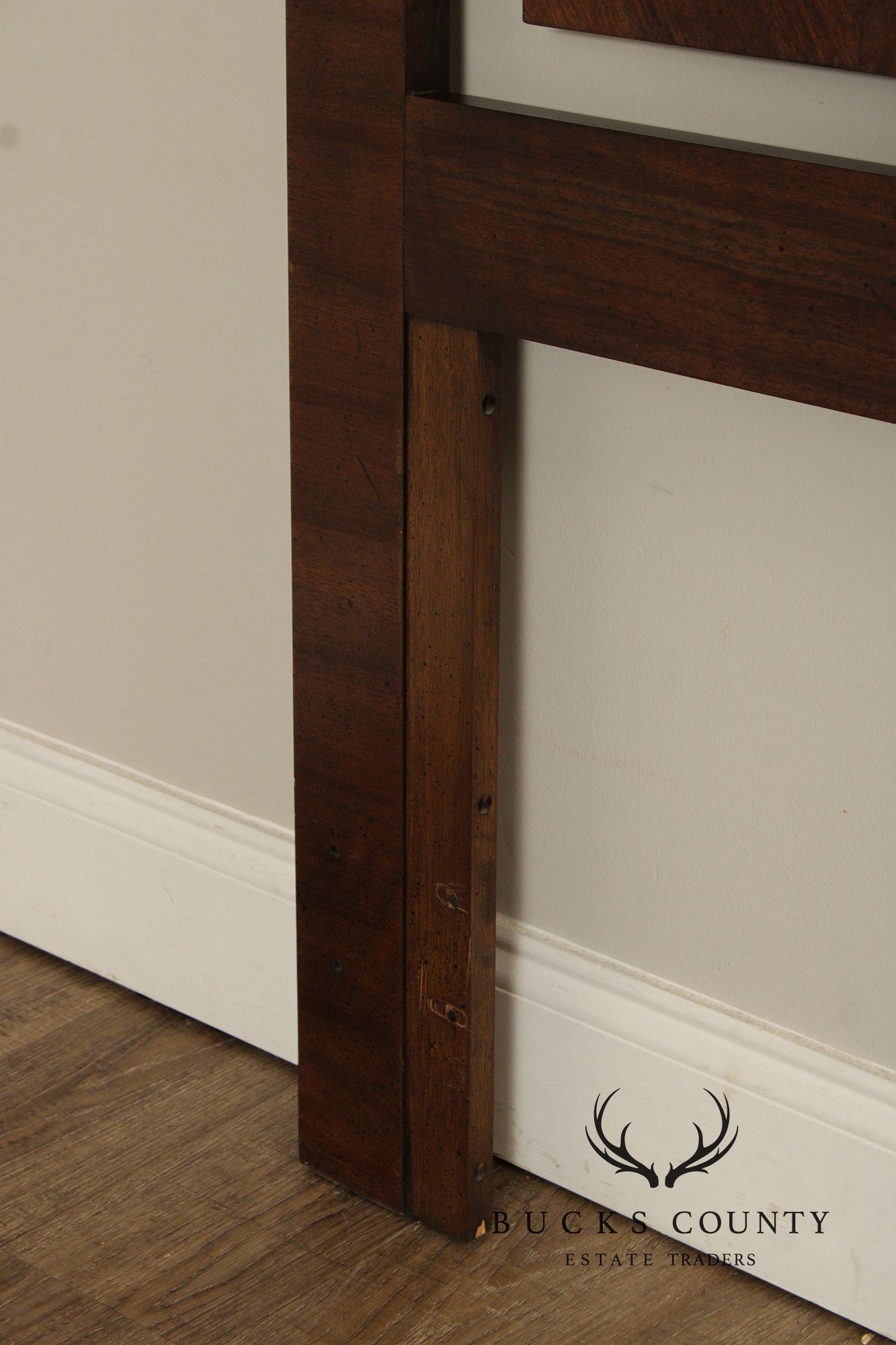 Lane Mid Century Modern Brutalist Queen Size Walnut Headboard