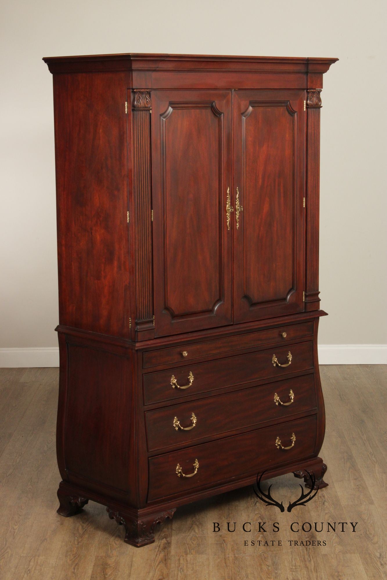 Henkel Harris Mahogany Bombe Armoire Cabinet
