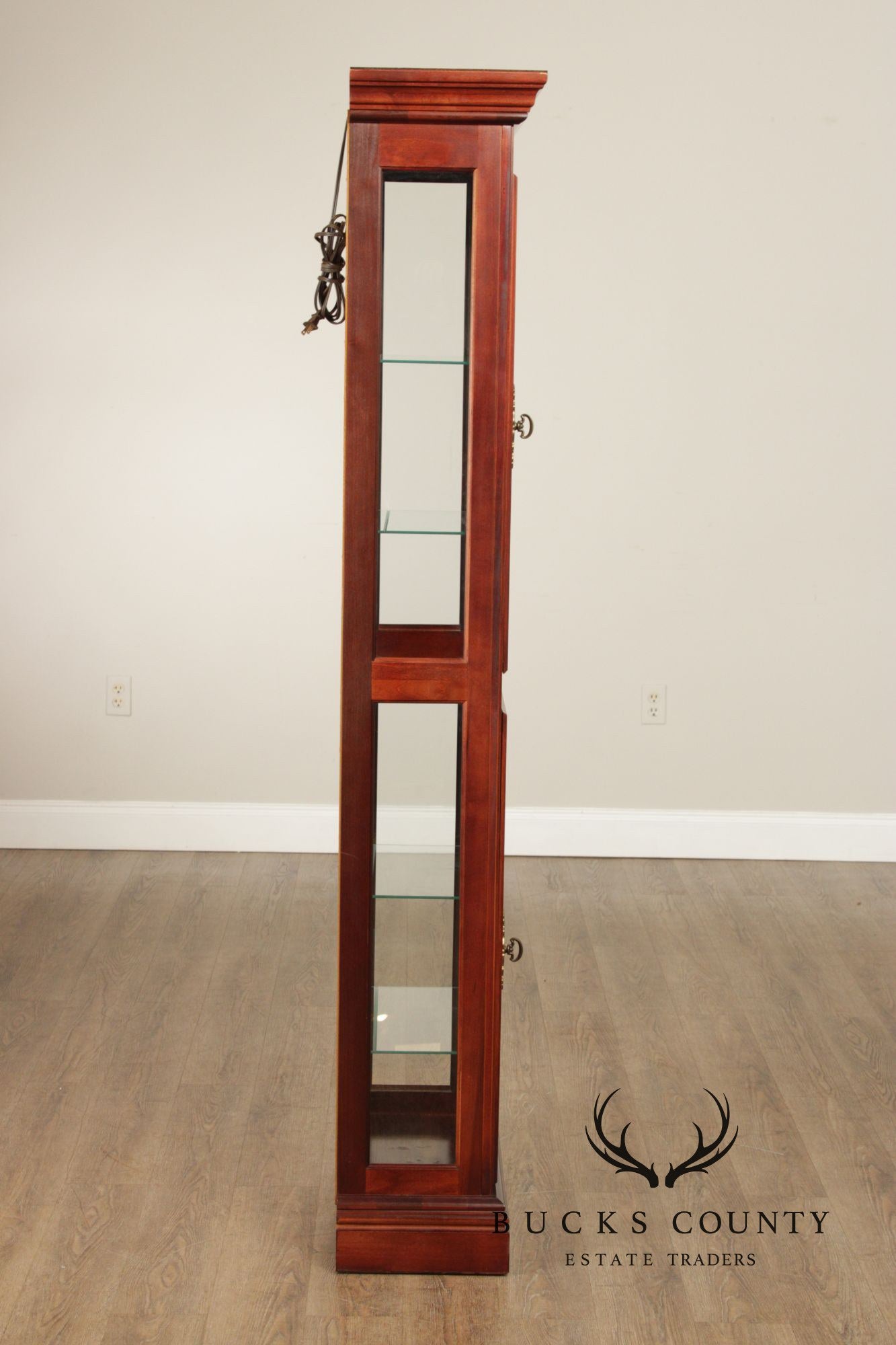 Traditional Cherry and Beveled Glass Curio Display Cabinet