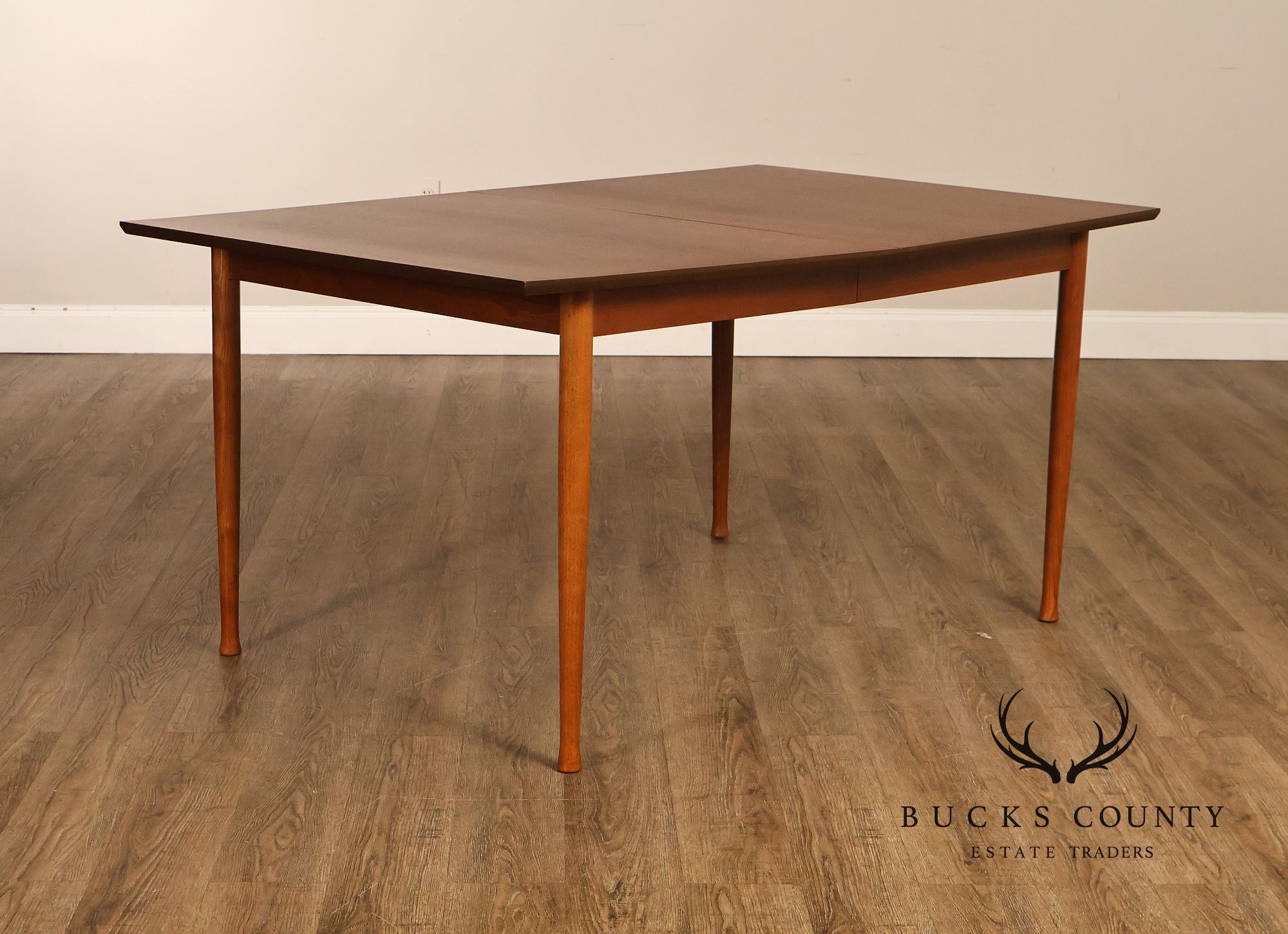 Mid Century Modern Walnut Dining Table With Leaf