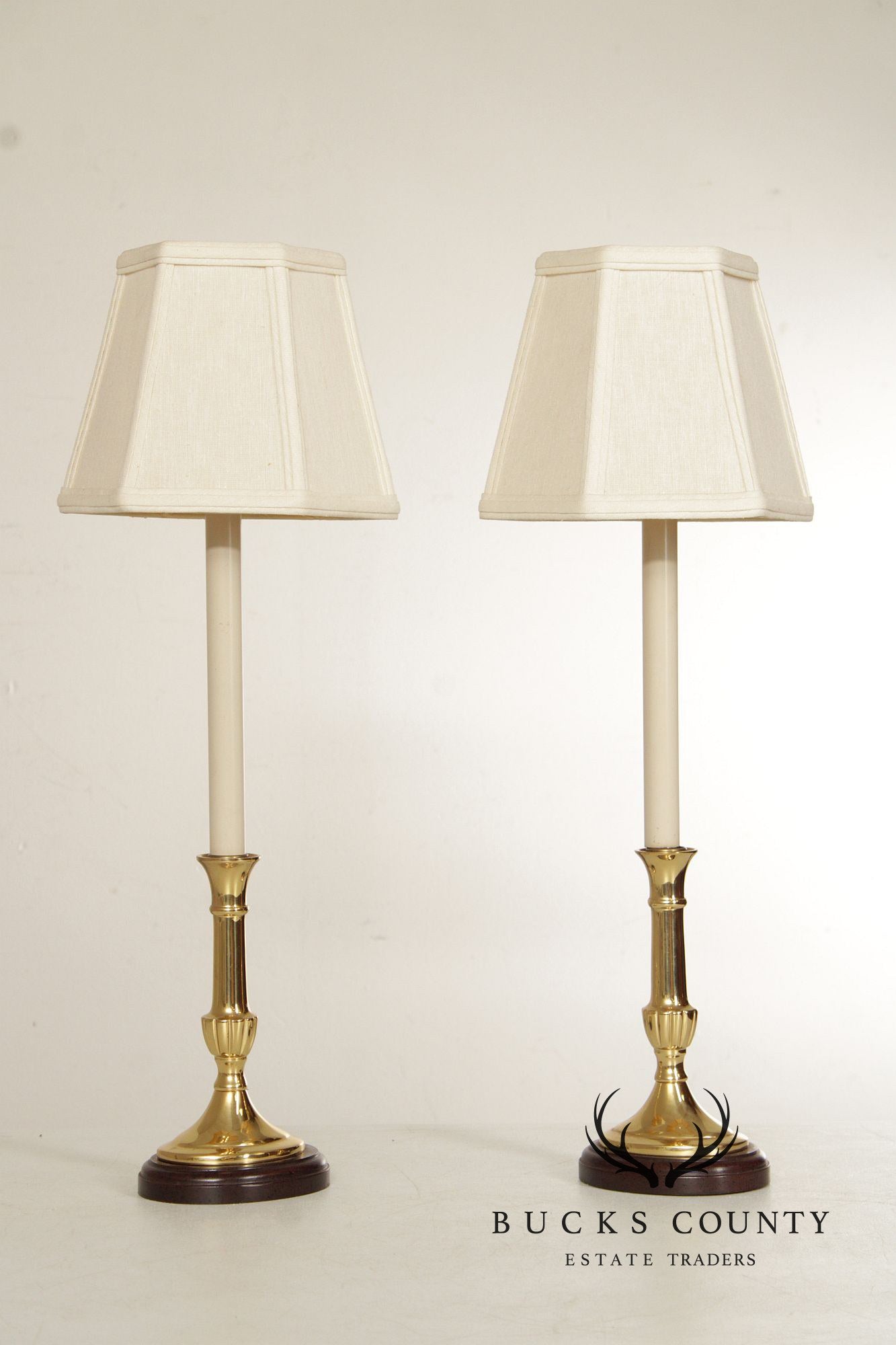 Kaiser Kuhn Lighting Vintage Pair of Brass Candlestick Table Lamps