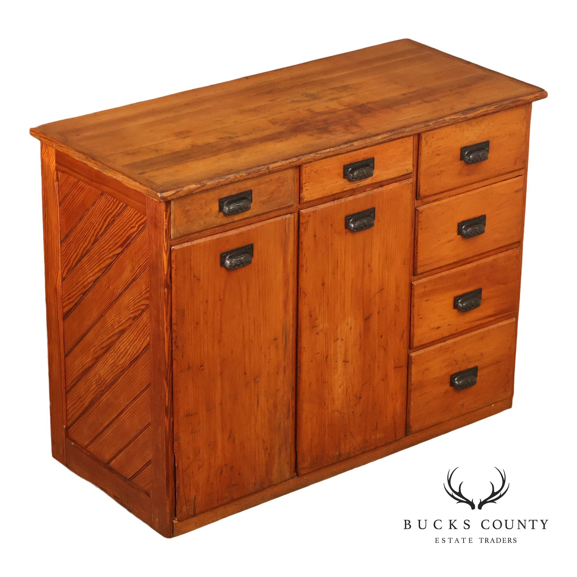 County Style Antique Industrial Baker’s Cabinet