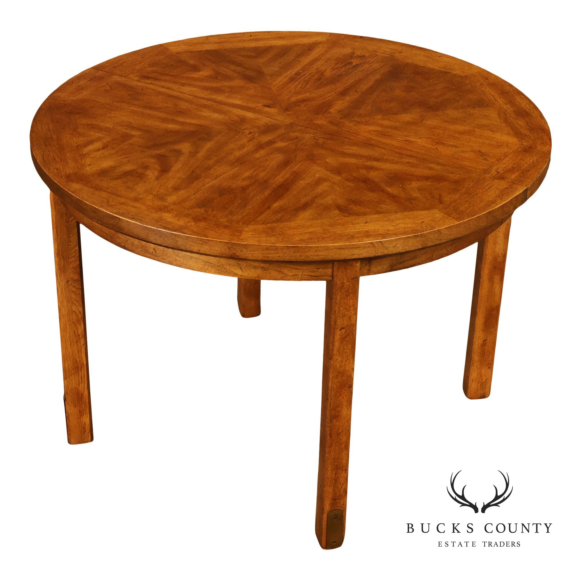 Drexel 'Woodbriar' Campaign Style Round Expandable Dining Table