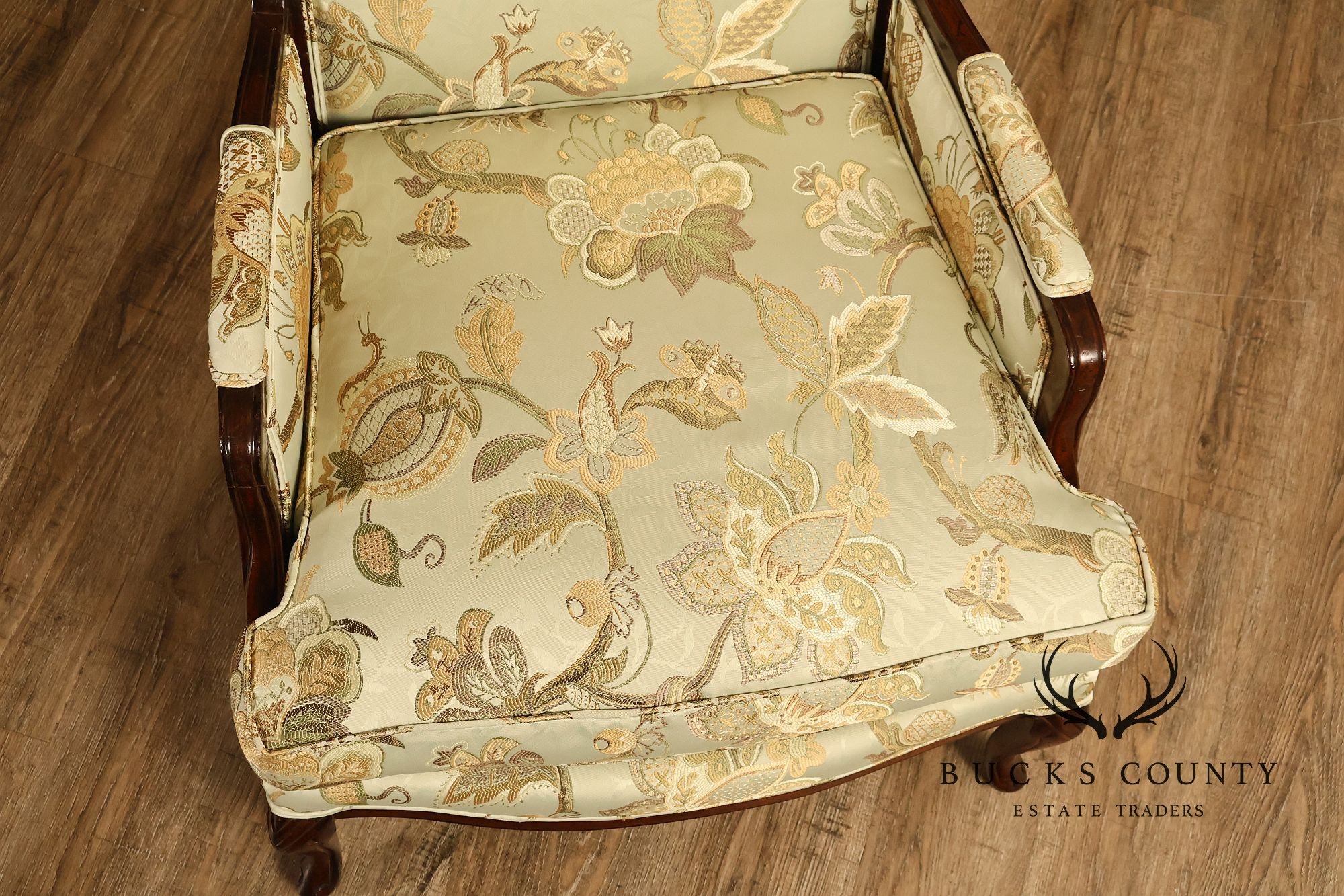 Louis XV Style Pair Of Bergere Upholstered Lounge Chairs