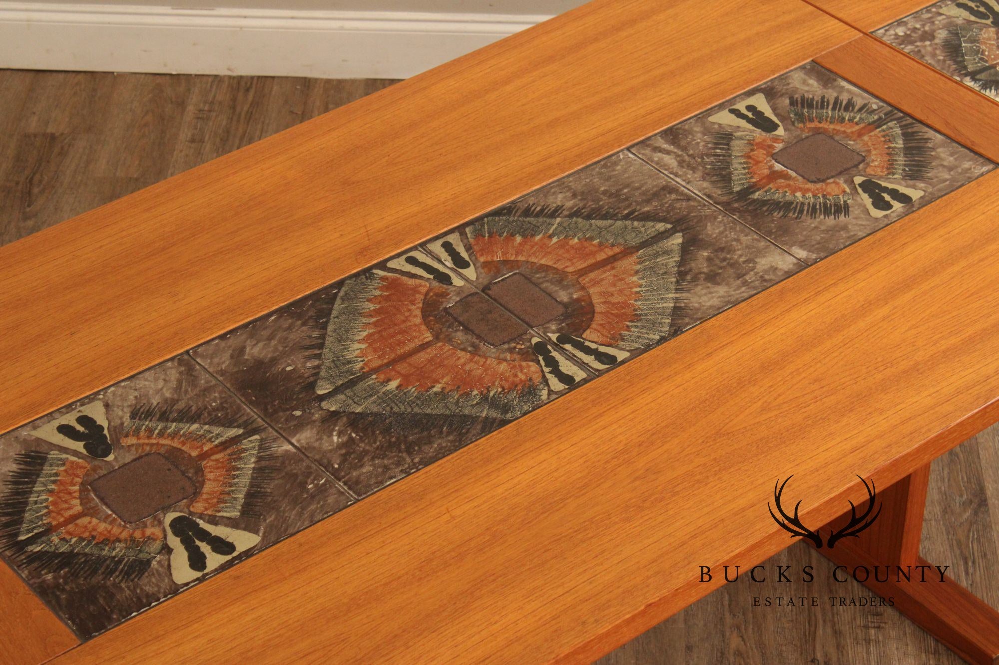 Gangsø Mobler Danish Modern Tile Inset Teak Drop Leaf Dining Table