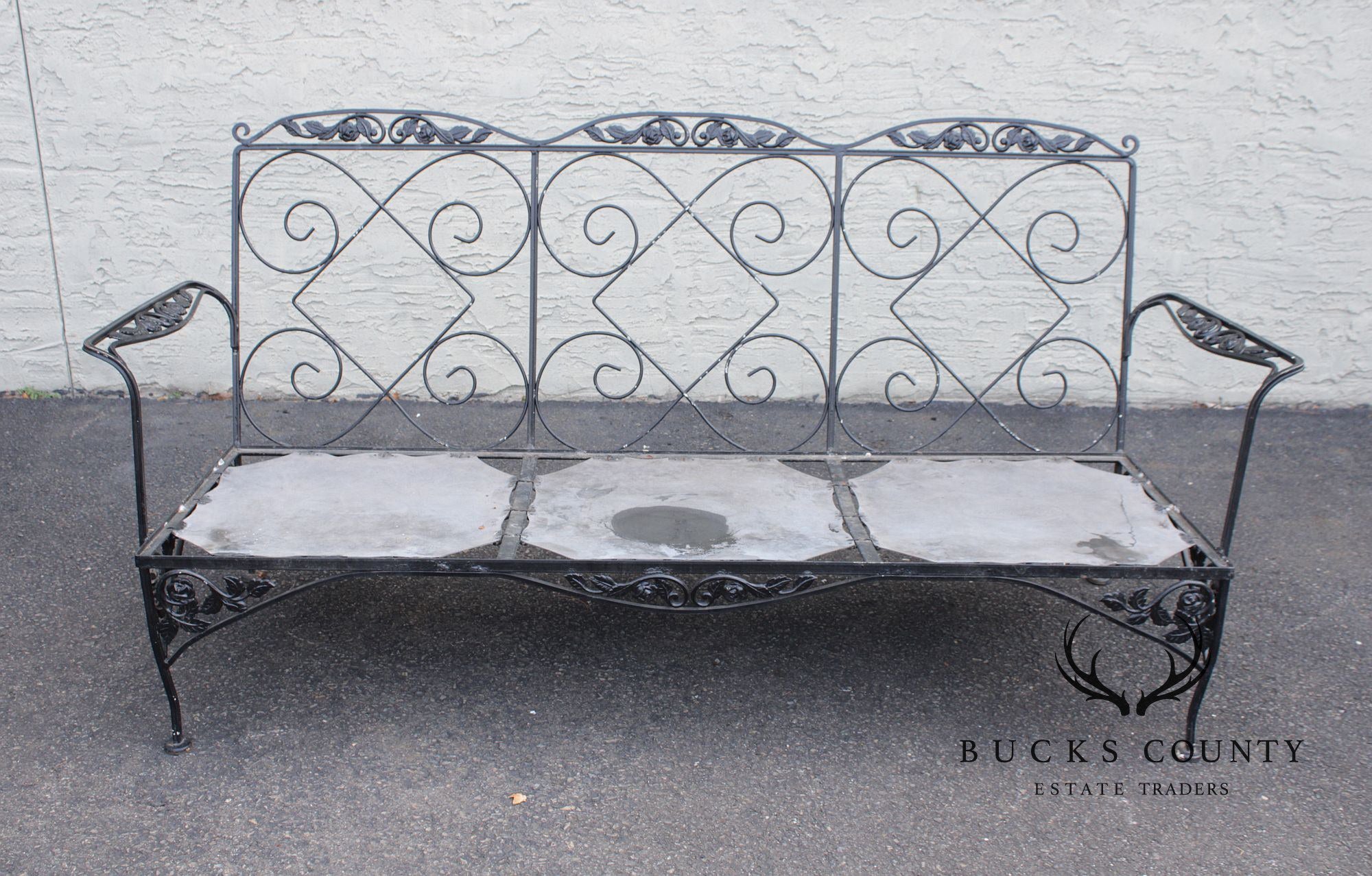 Meadowcraft Vintage Wrought Iron Outdoor Garden Sofa