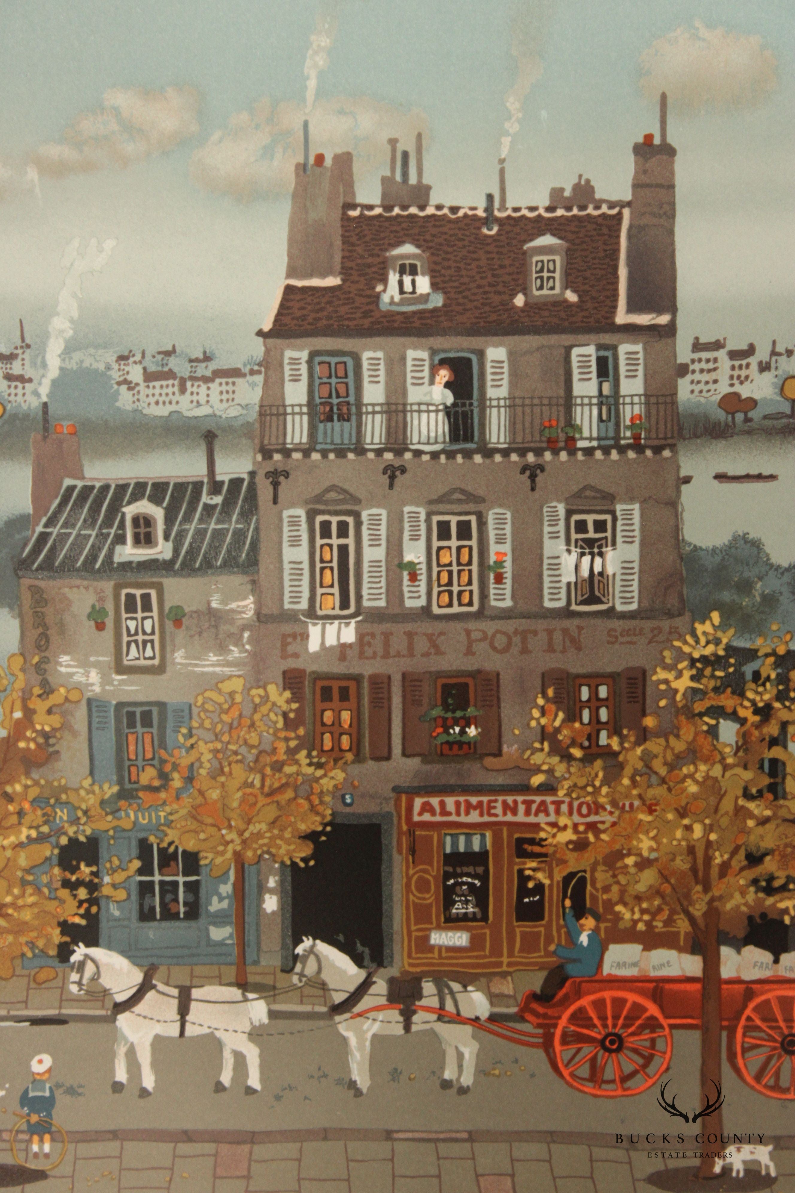 Michel Delacroix 'Marchand de Farine' Framed Numbered Lithograph