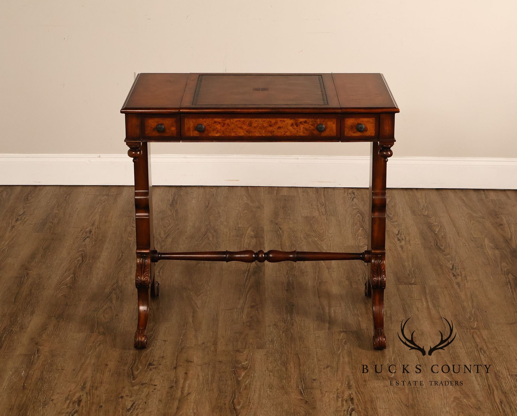 Theodore Alexander Mahogany Burl Wood Game Table
