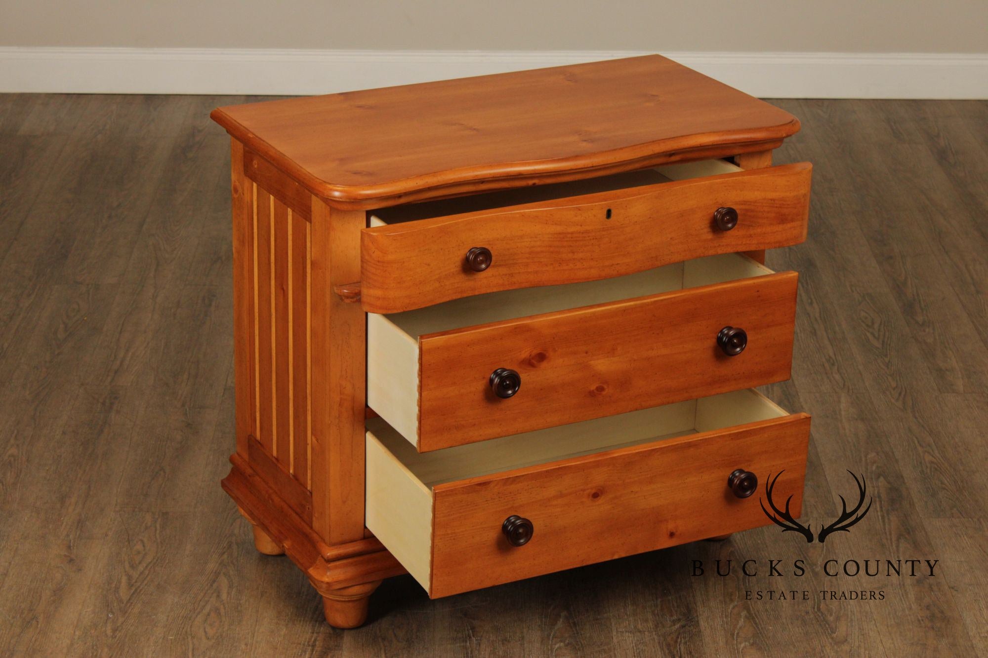 Stanley Furniture Pair of Pine Three-Drawer Nightstands