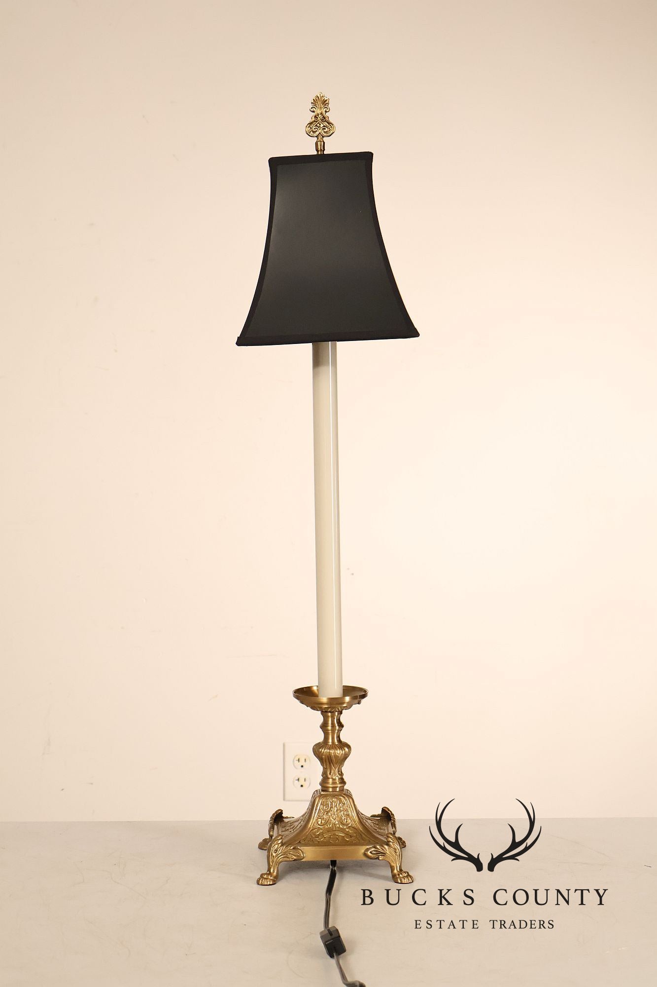 Wildwood Pair of Brass Tall Candlestick Table Lamps
