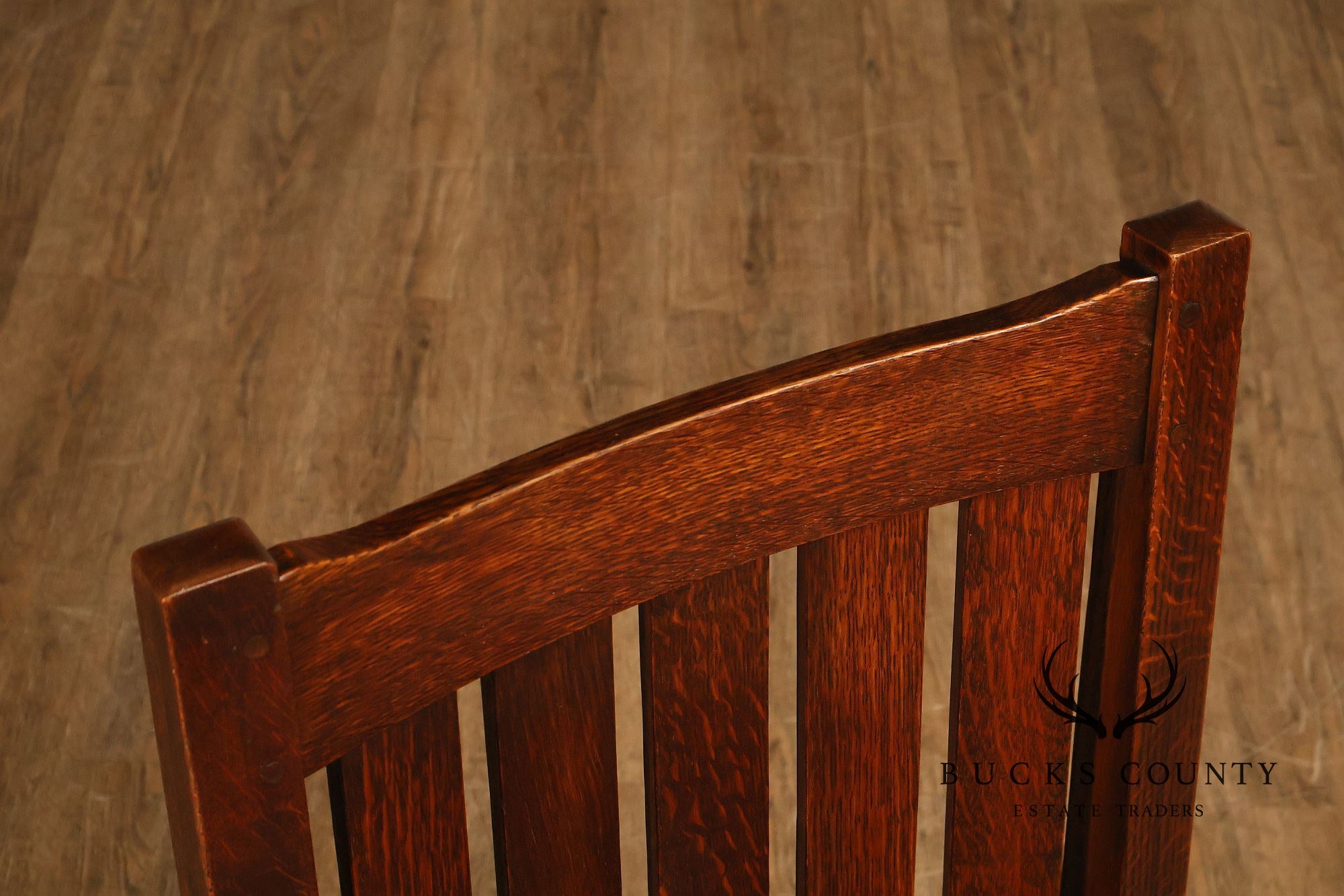 L&JG Stickley Antique Set Of Six U-Back Oak Dining Chairs Model #820