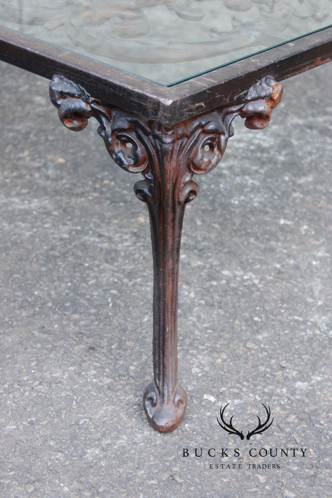 Victorian Style Glass Top Iron Coffee Table