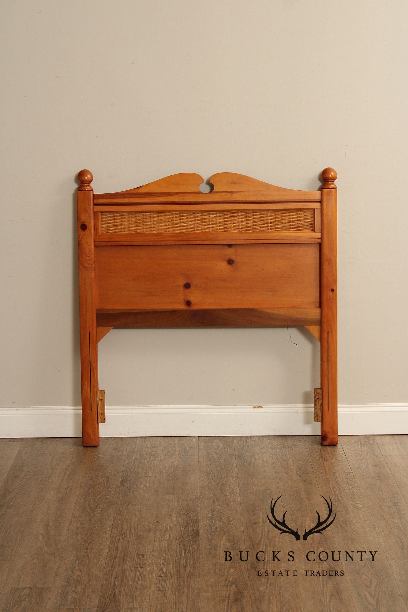 Stanley Furniture Country Pine and Wicker Twin Headboard