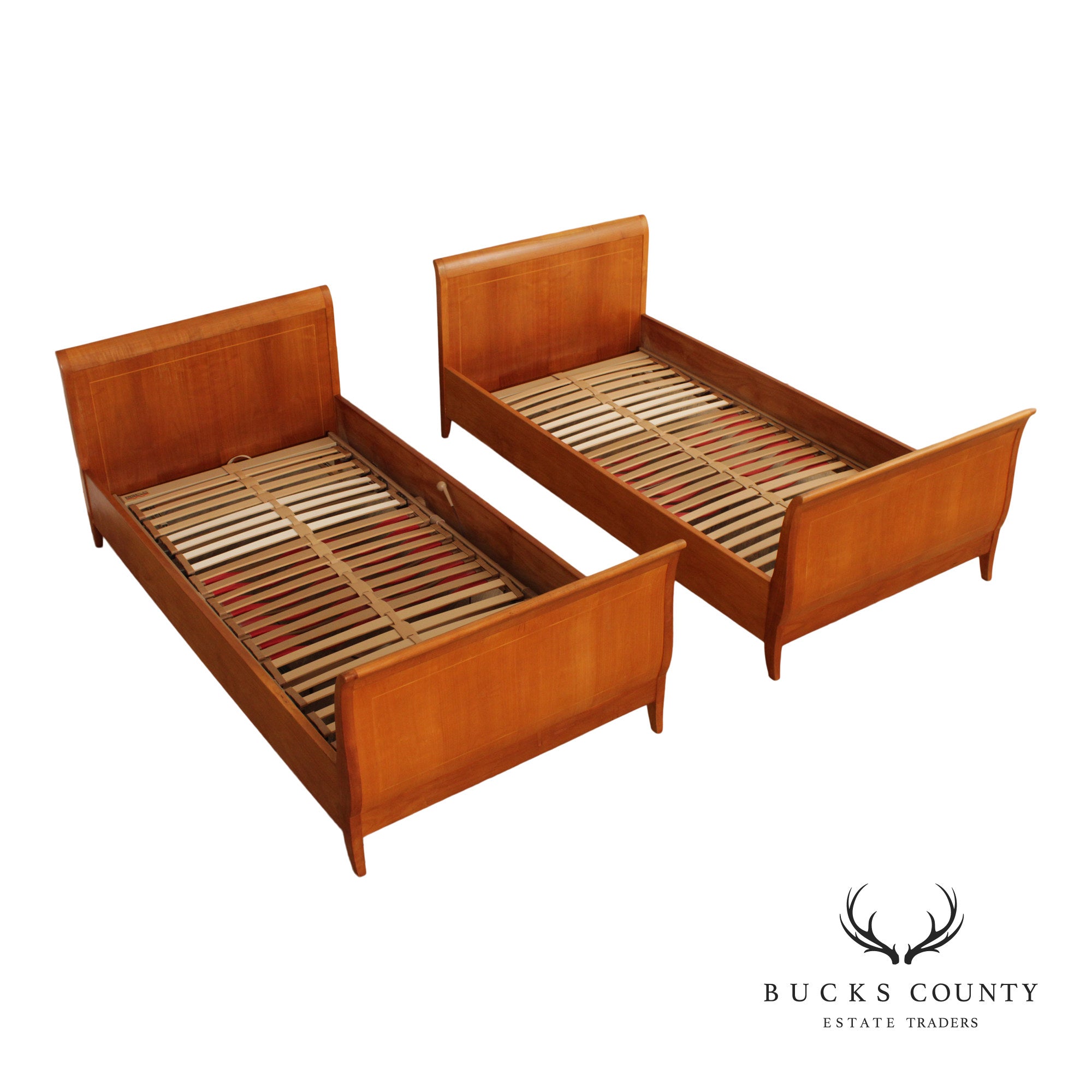 Vintage Pair of Cherry Twin Sleigh Beds