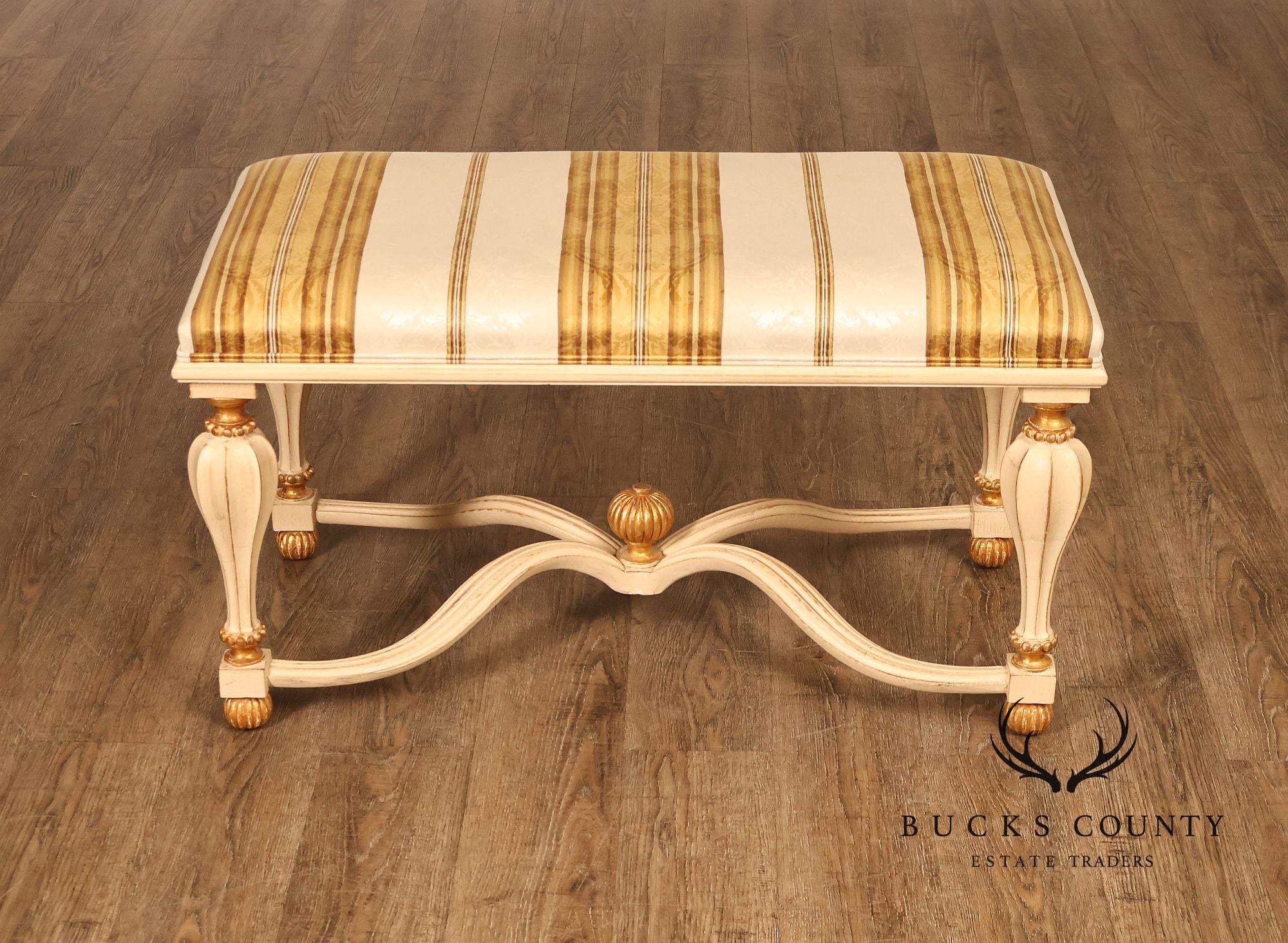 Decorative Crafts Inc. Italian Renaissance Style Partial Giltwood Painted Window Bench