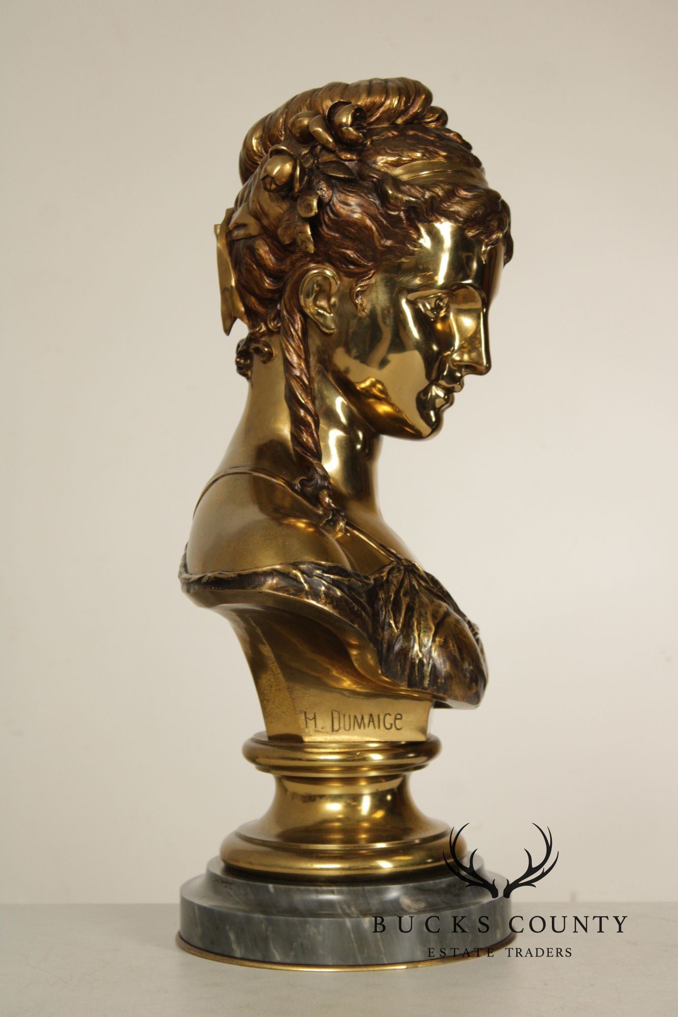Etienne-Henri Dumaige Gilt Bronze Bust of a Woman