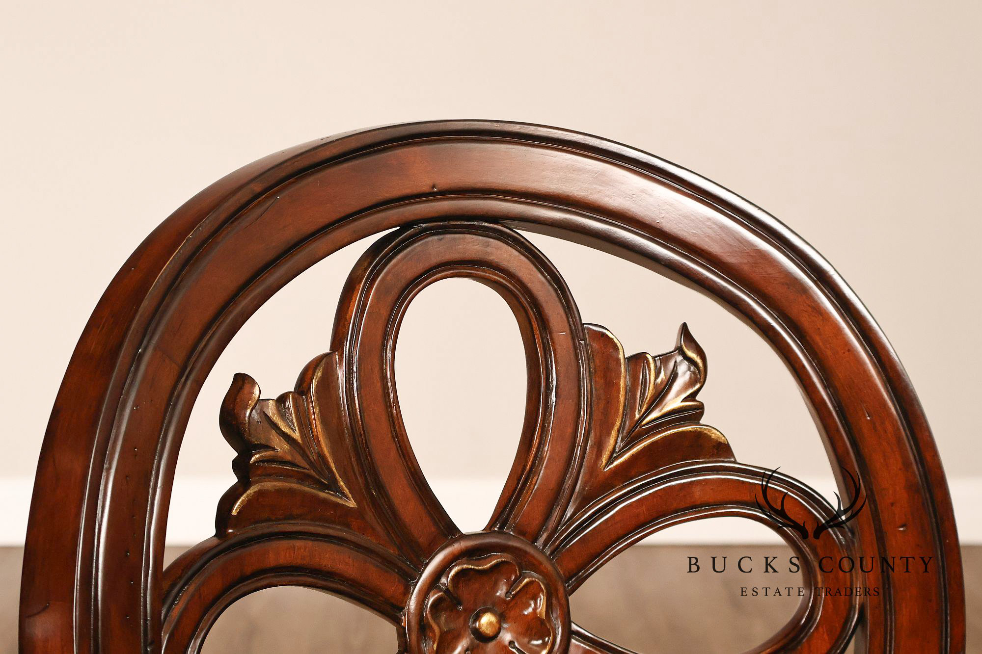 Quality Set Of Four Carved Mahogany Swivel Bar Stools