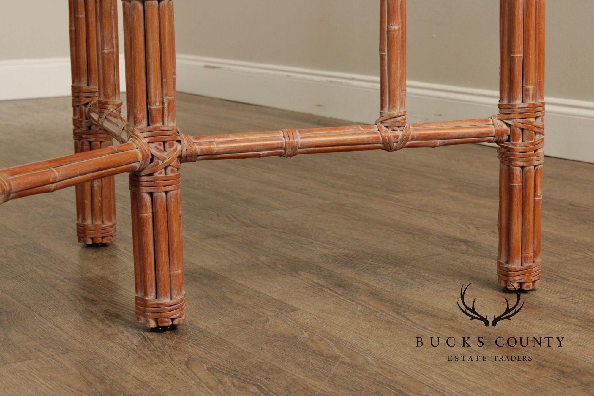 McGuire Hollywood Regency Glass Top Bamboo Dining Table