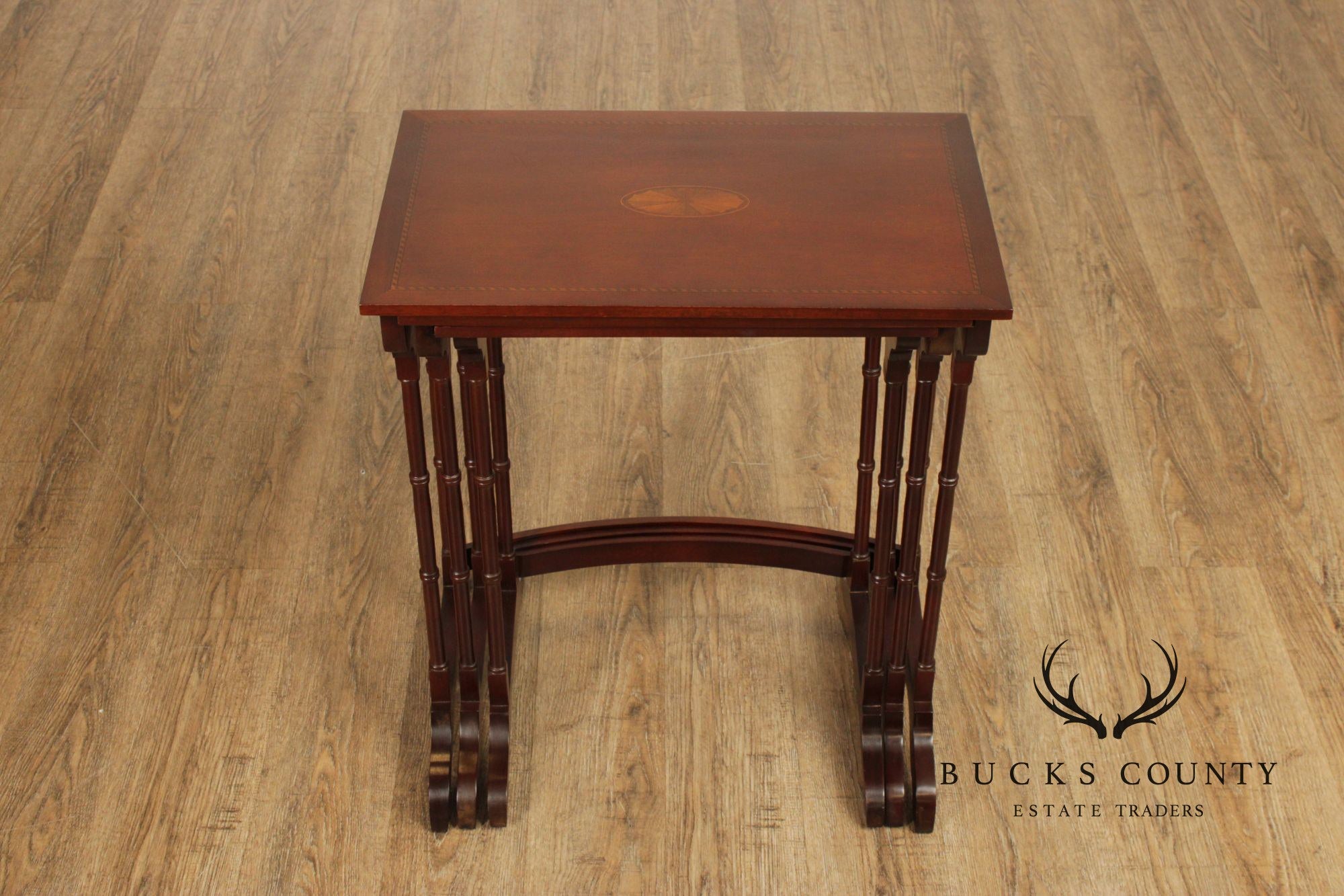 Colony Furniture Regency Style Inlaid Mahogany Nesting Tables