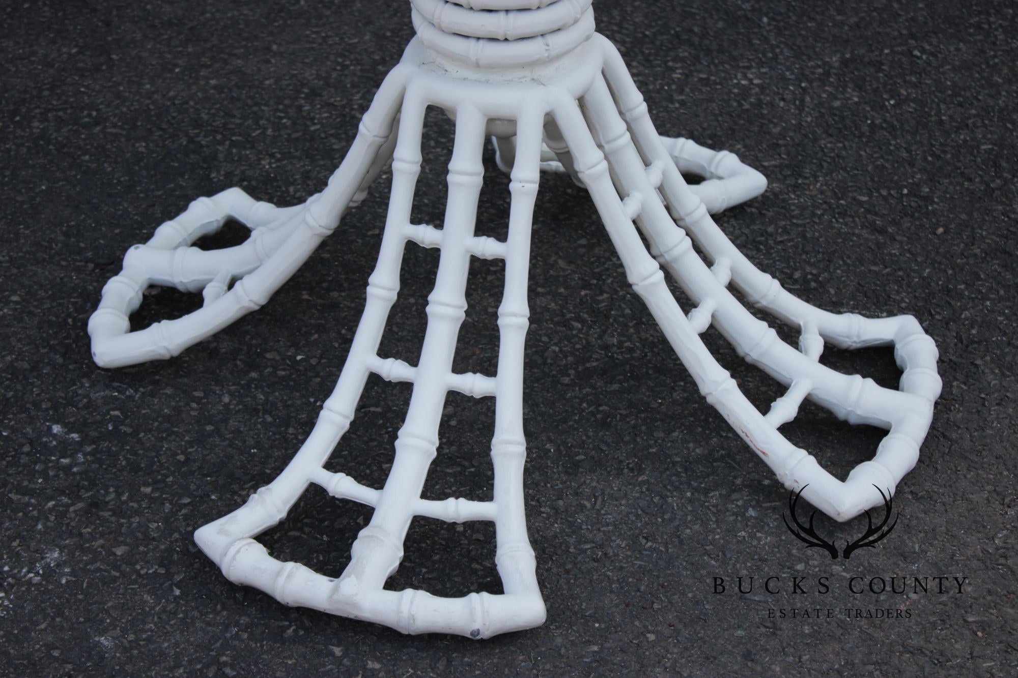 Hollywood Regency Cast Aluminum Faux Bamboo Round Glass Top Patio Table