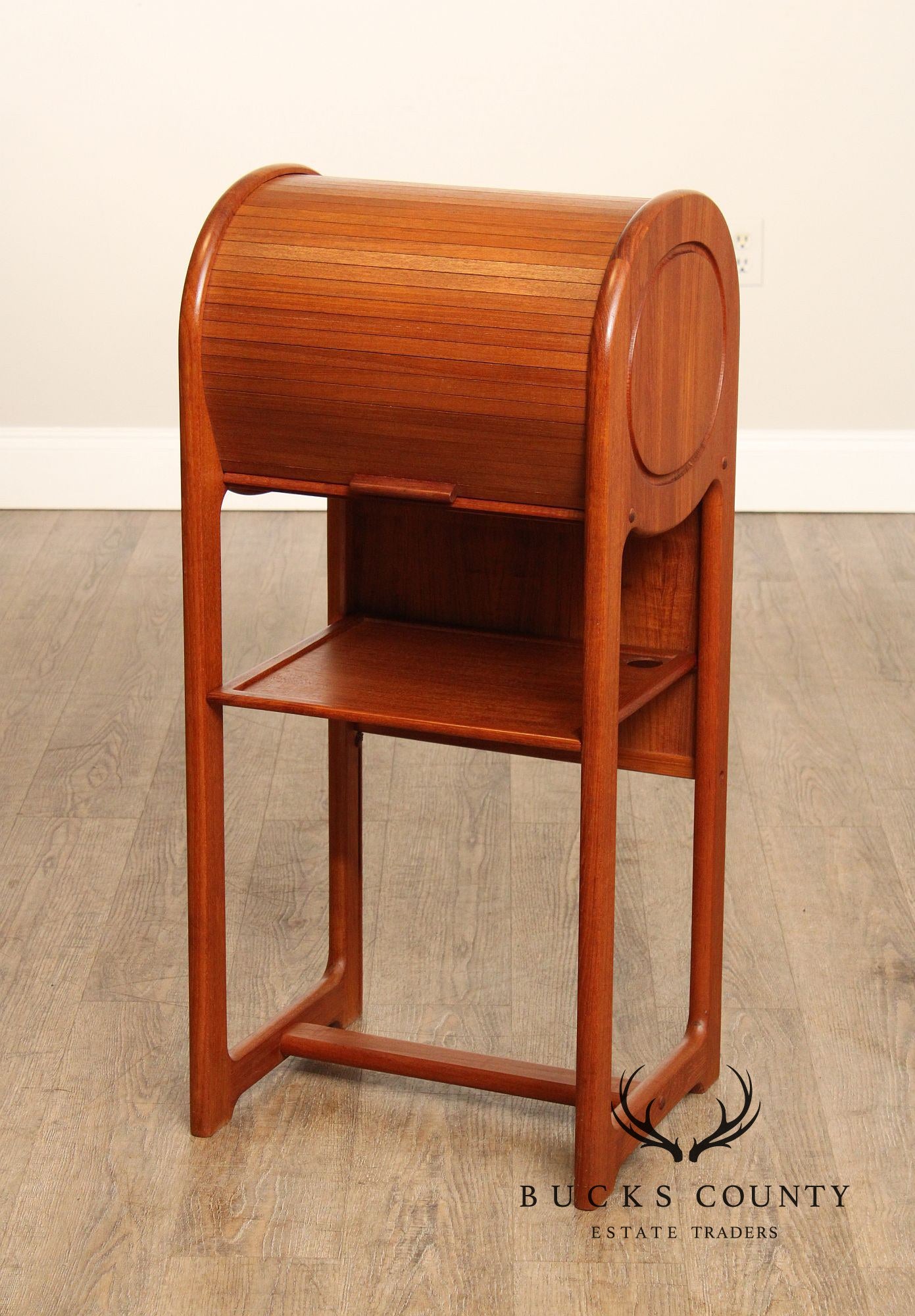 Danish Modern Teak Roll Top Telephone Stand