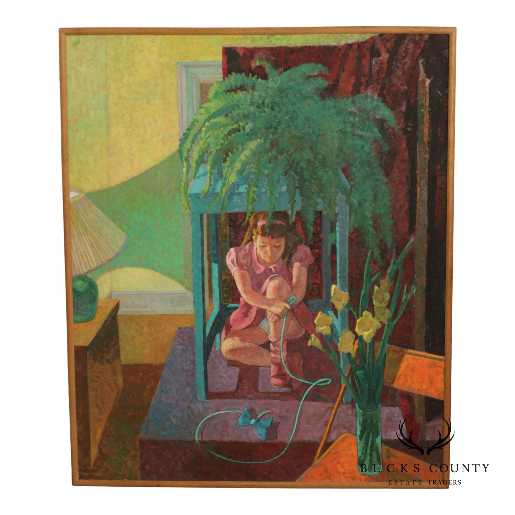 Robert Finch Oil Painting, Girl Under Fern