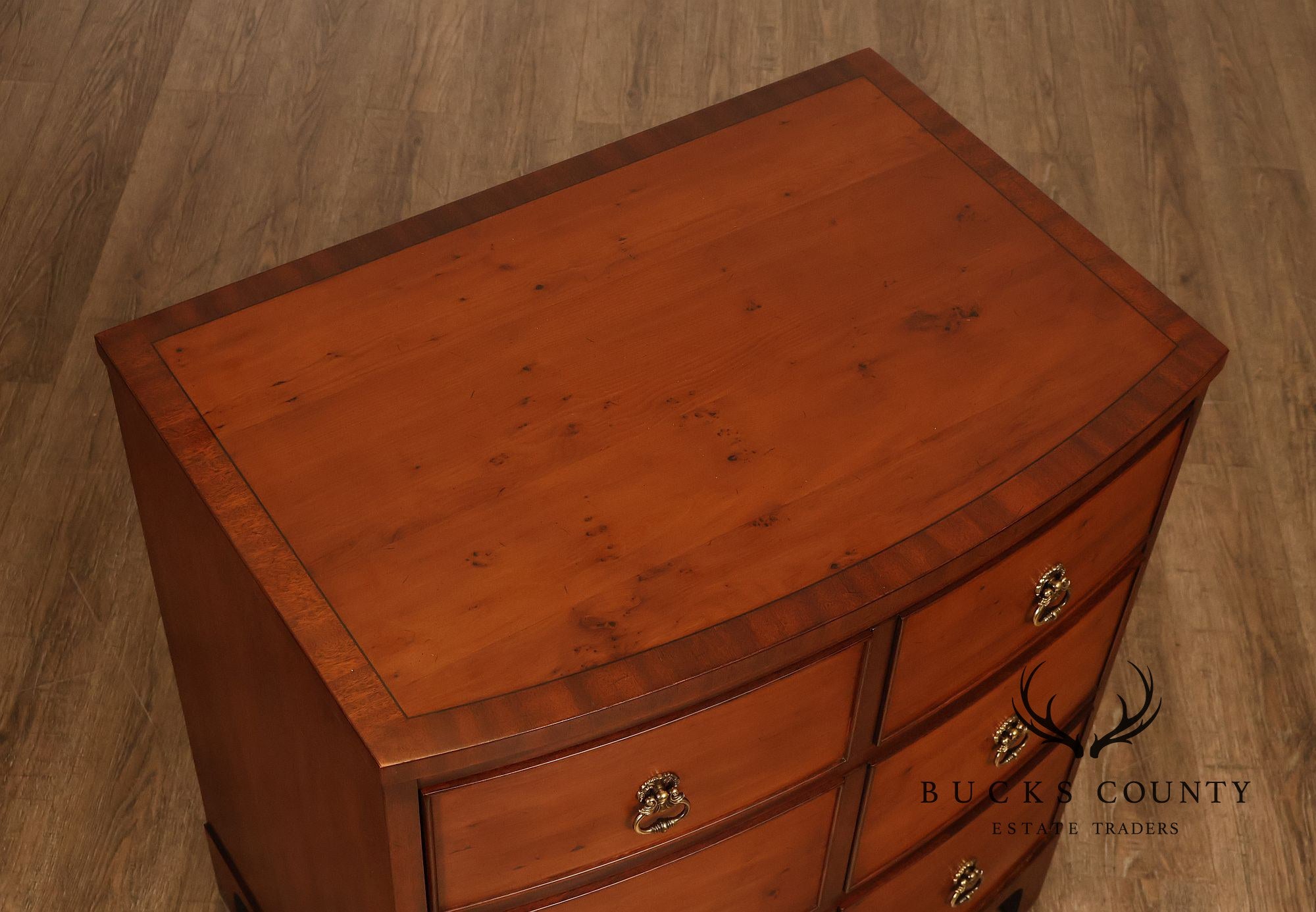 Henkel Harris Mahogany And Yew Wood Bow Front Chest Of Drawers
