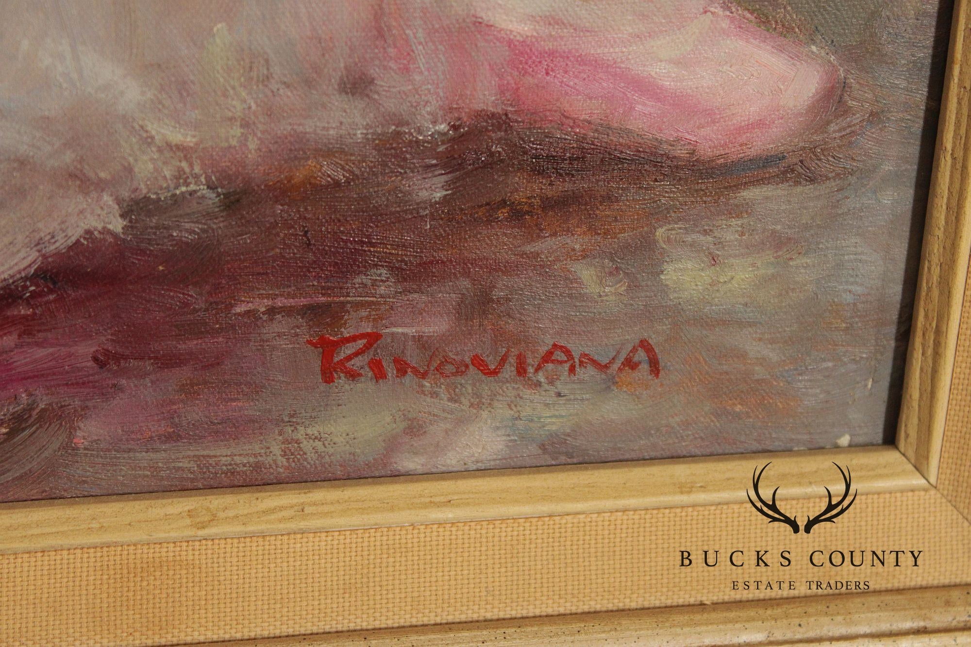 Rino Viana Framed Oil Painting Seated Ballerina Figure Study