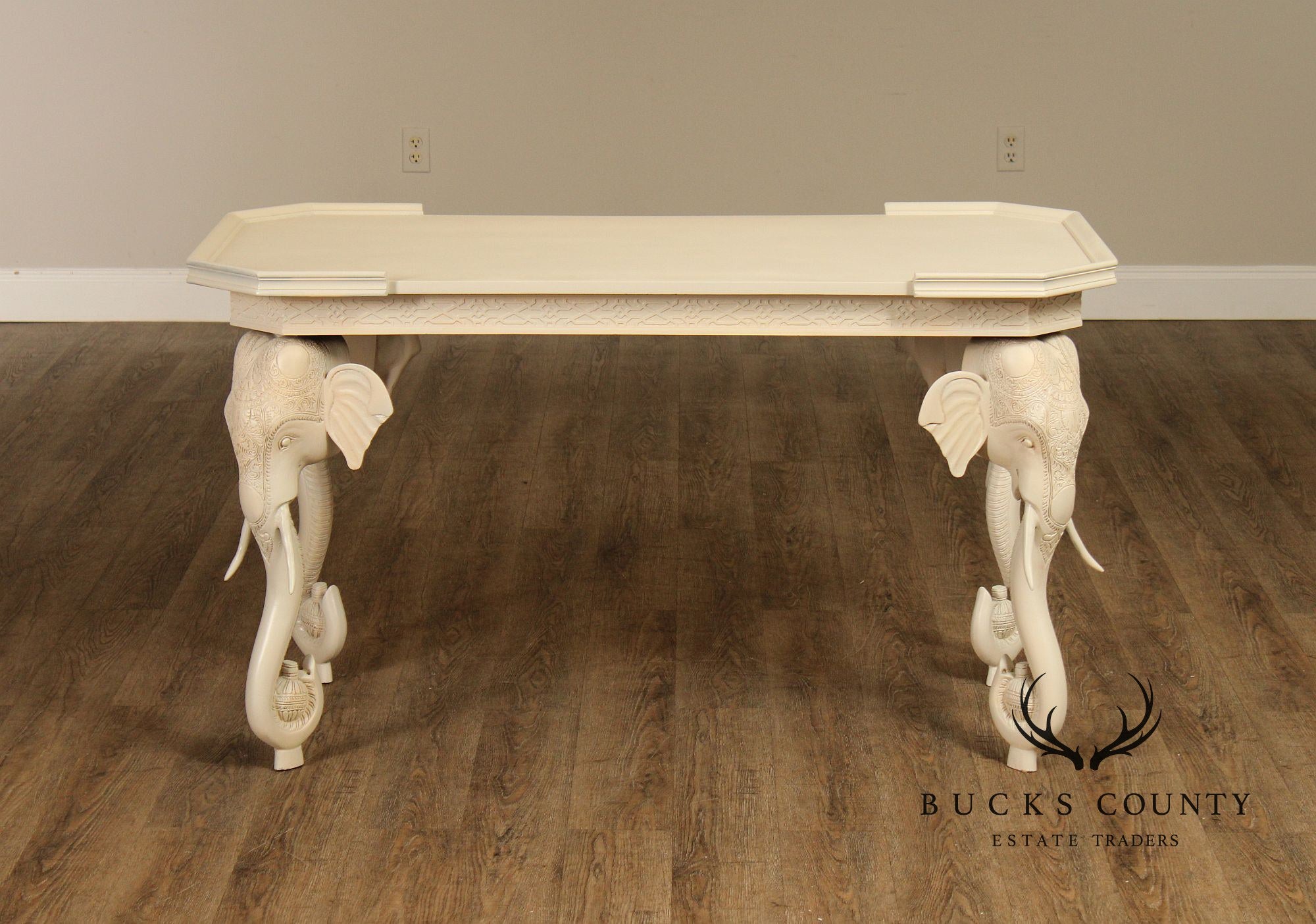 Hollywood Regency Painted Elephant Head Writing Desk