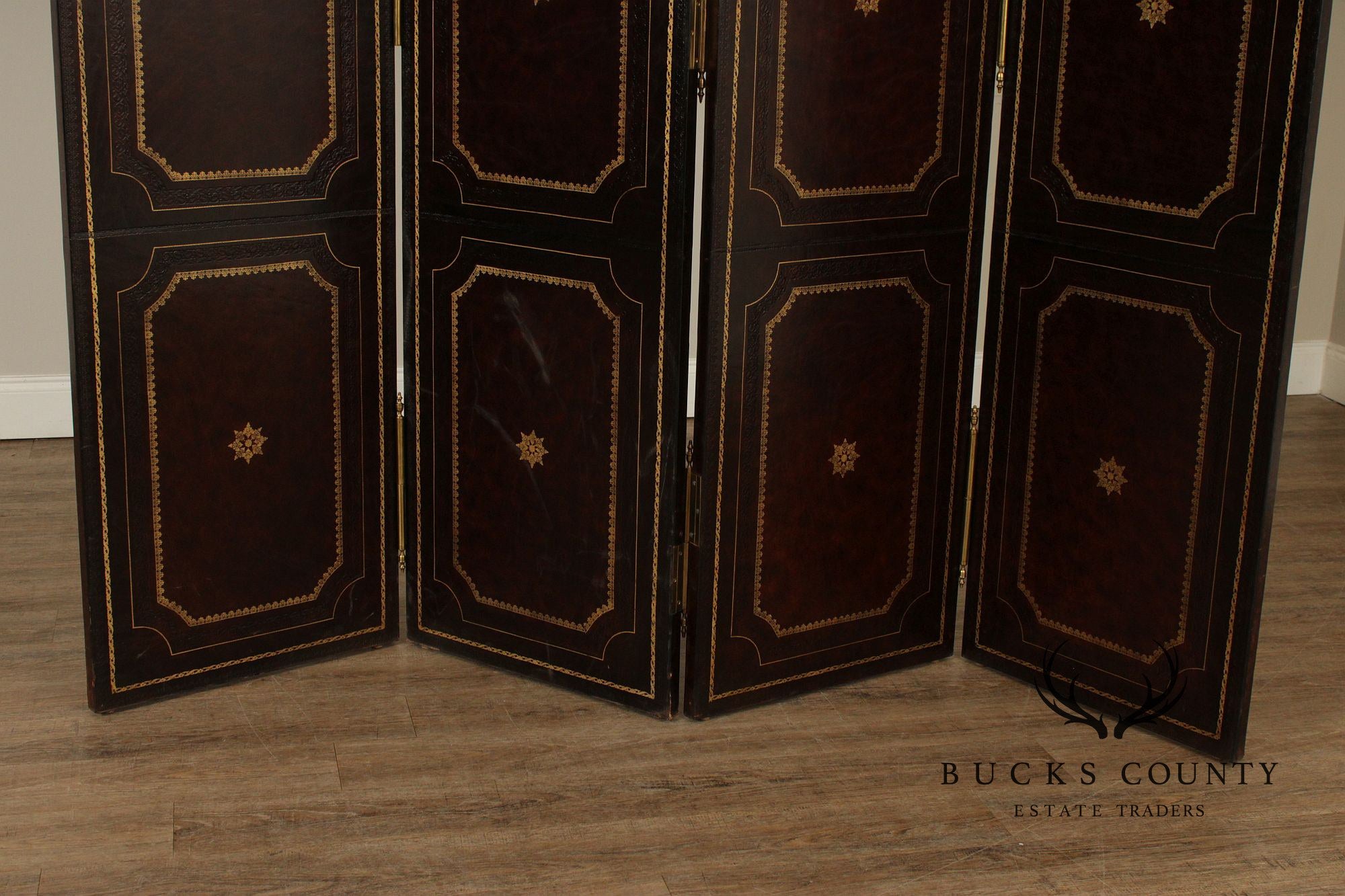 Maitland Smith Four-Panel Leather Folding Screen