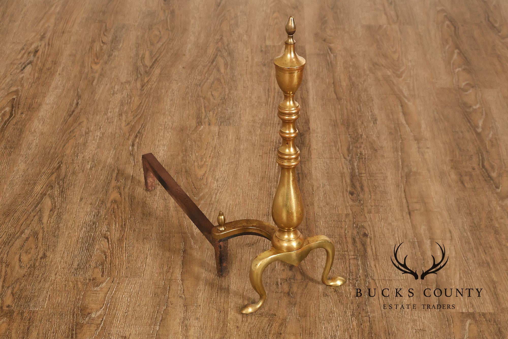 Puritan Federal Style Pair of Brass Andirons