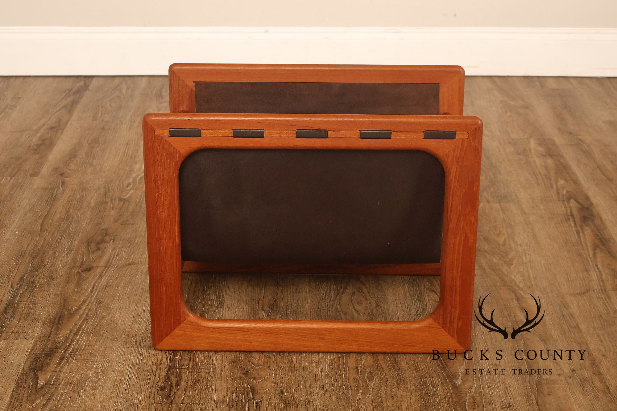 Salin Møbler Danish Modern Teak and Leather Magazine Rack
