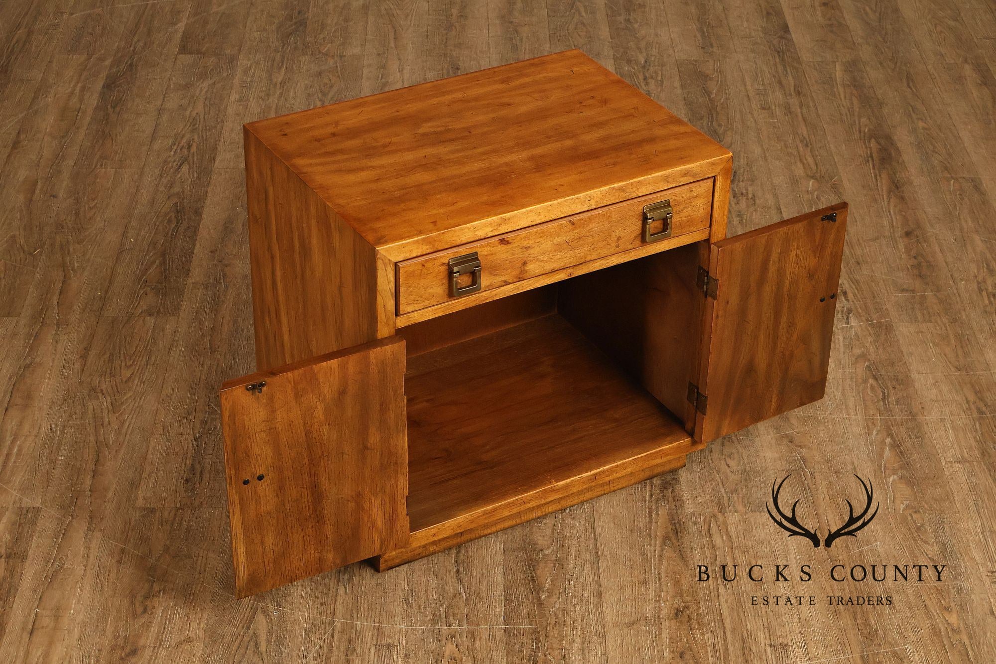Drexel 'Woodbriar' Campaign Style Pair of Nightstands