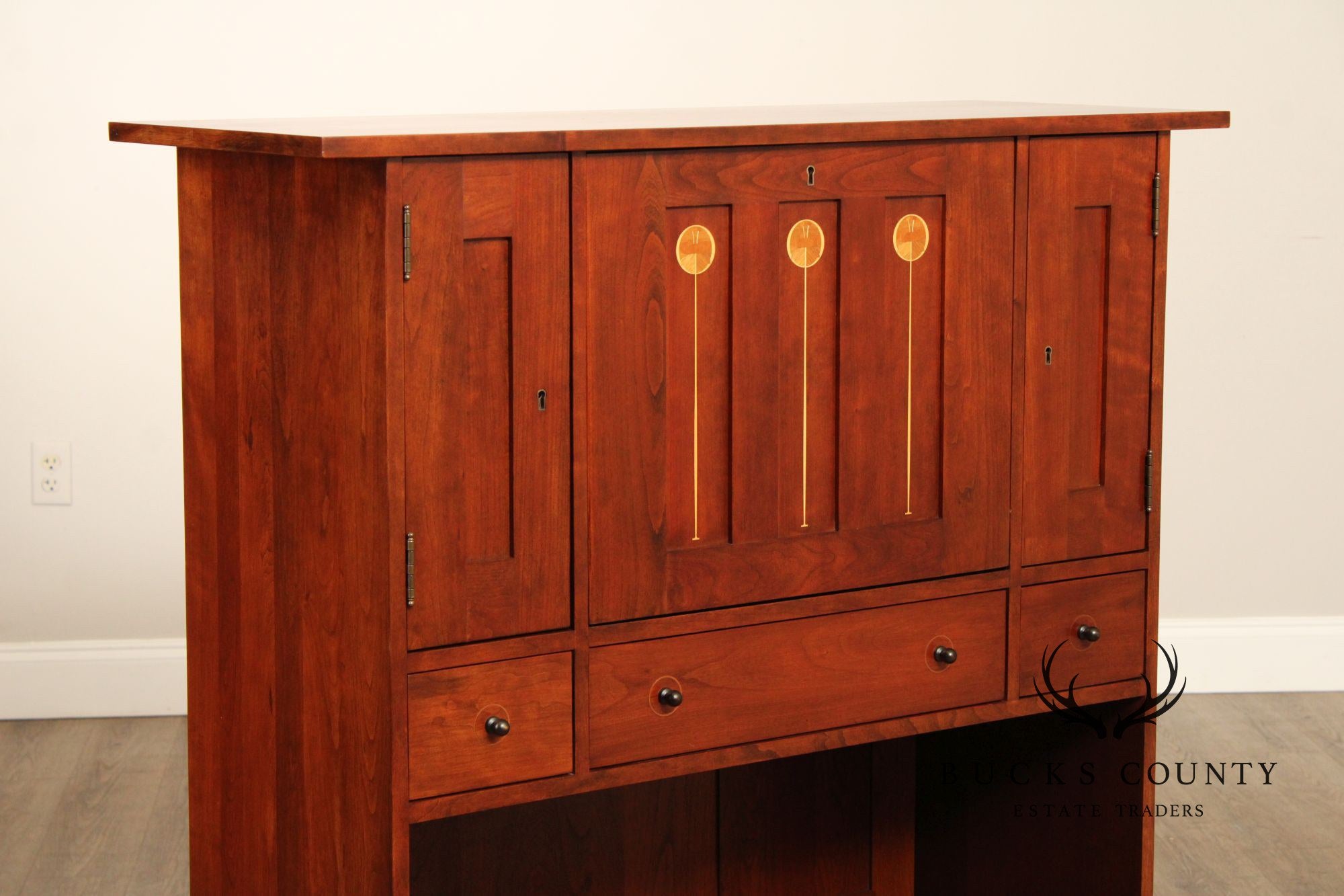 Stickley Mission Collection Harvey Ellis Inlaid Cherry Drop Front Desk