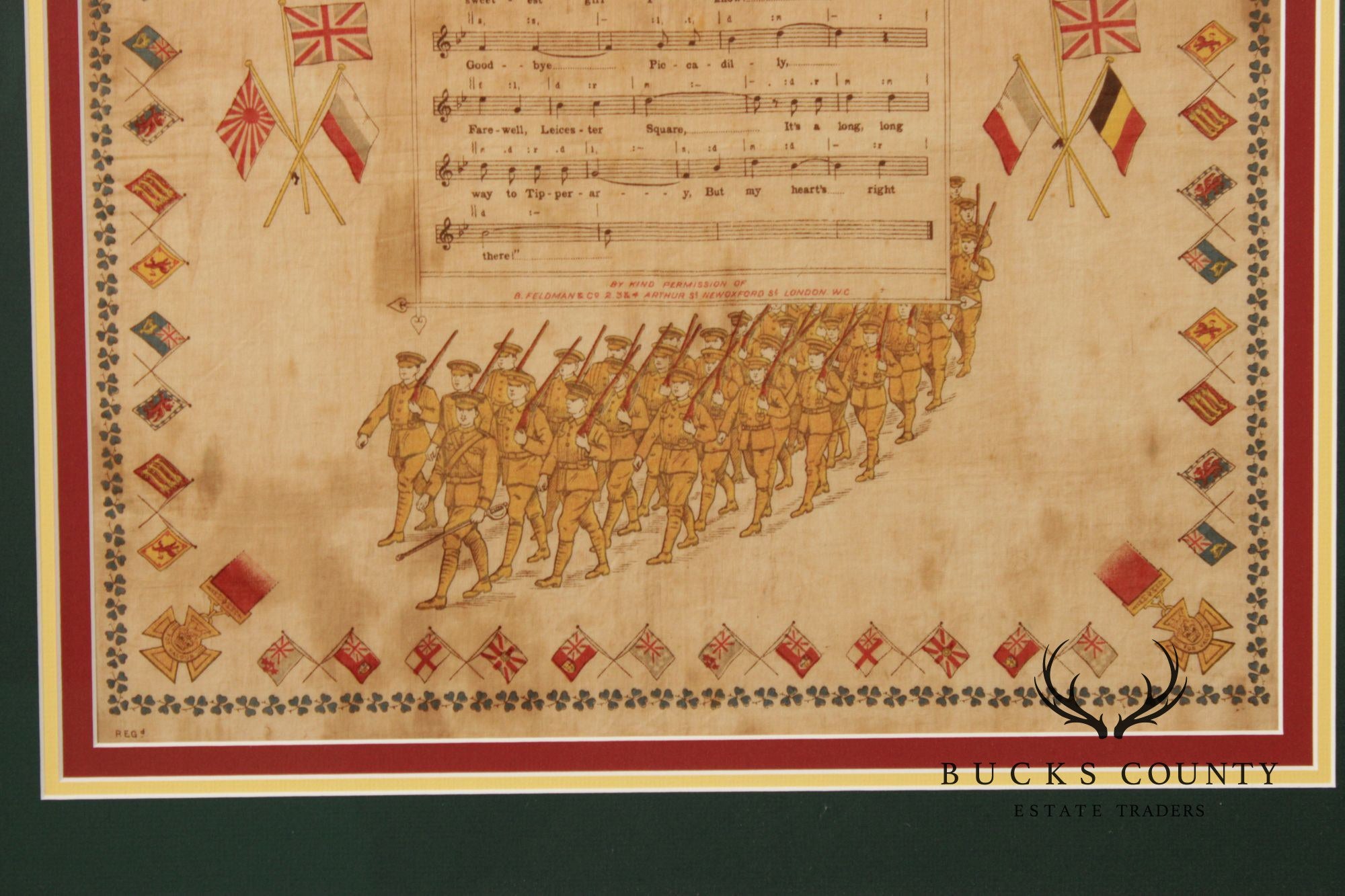 World War I Era Framed Handkerchief