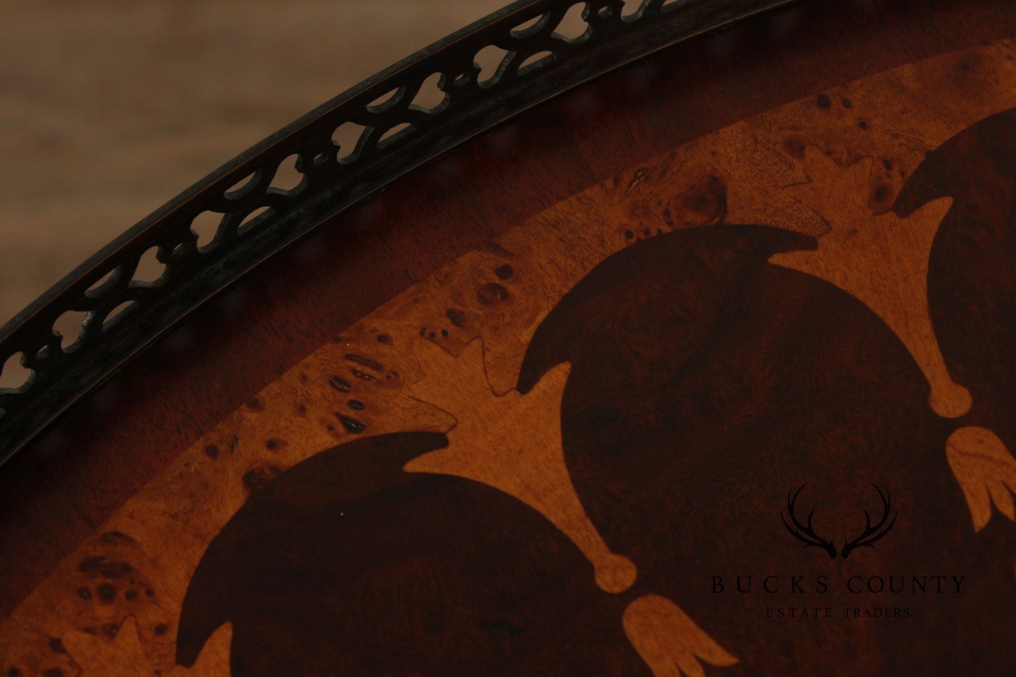 Theodore Alexander Round Two-Tier Inlaid Occasional Table