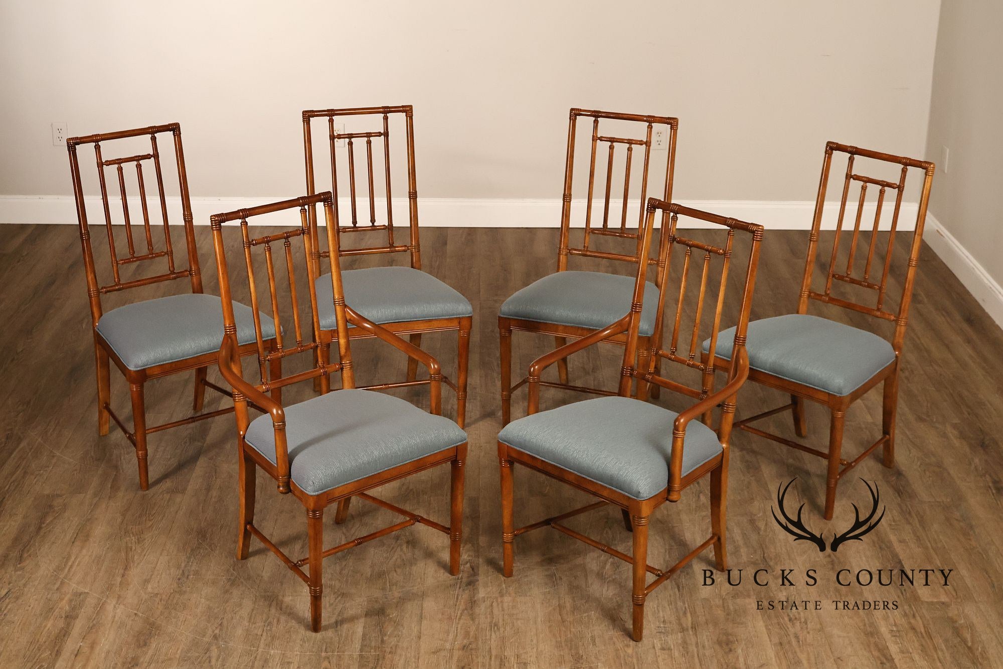 Drexel Heritage Vintage Set of Six Faux Bamboo Dining Chairs
